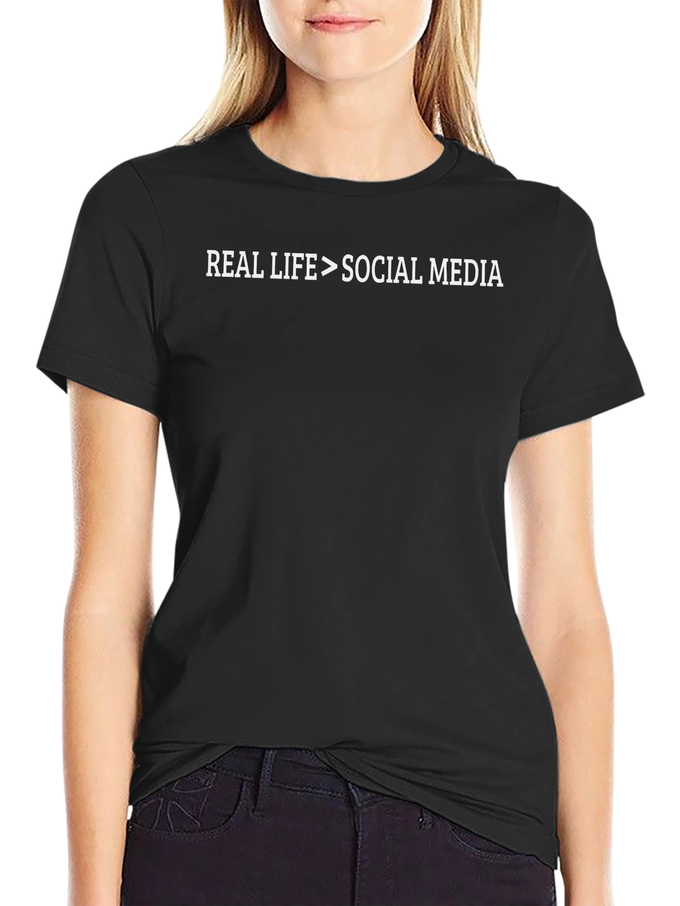 Real Life Over Social Media Graphic T-Shirt