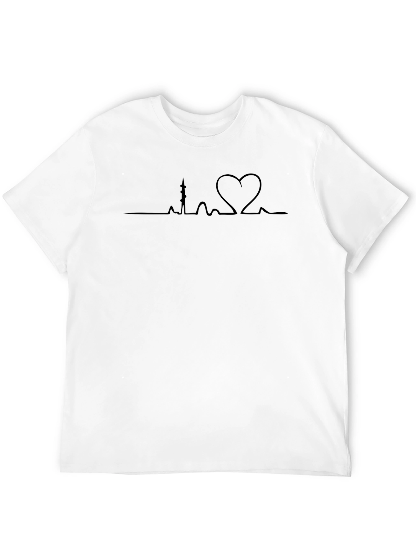 Heartbeat Landmark T-Shirt - Stylish Crew Neck Tee