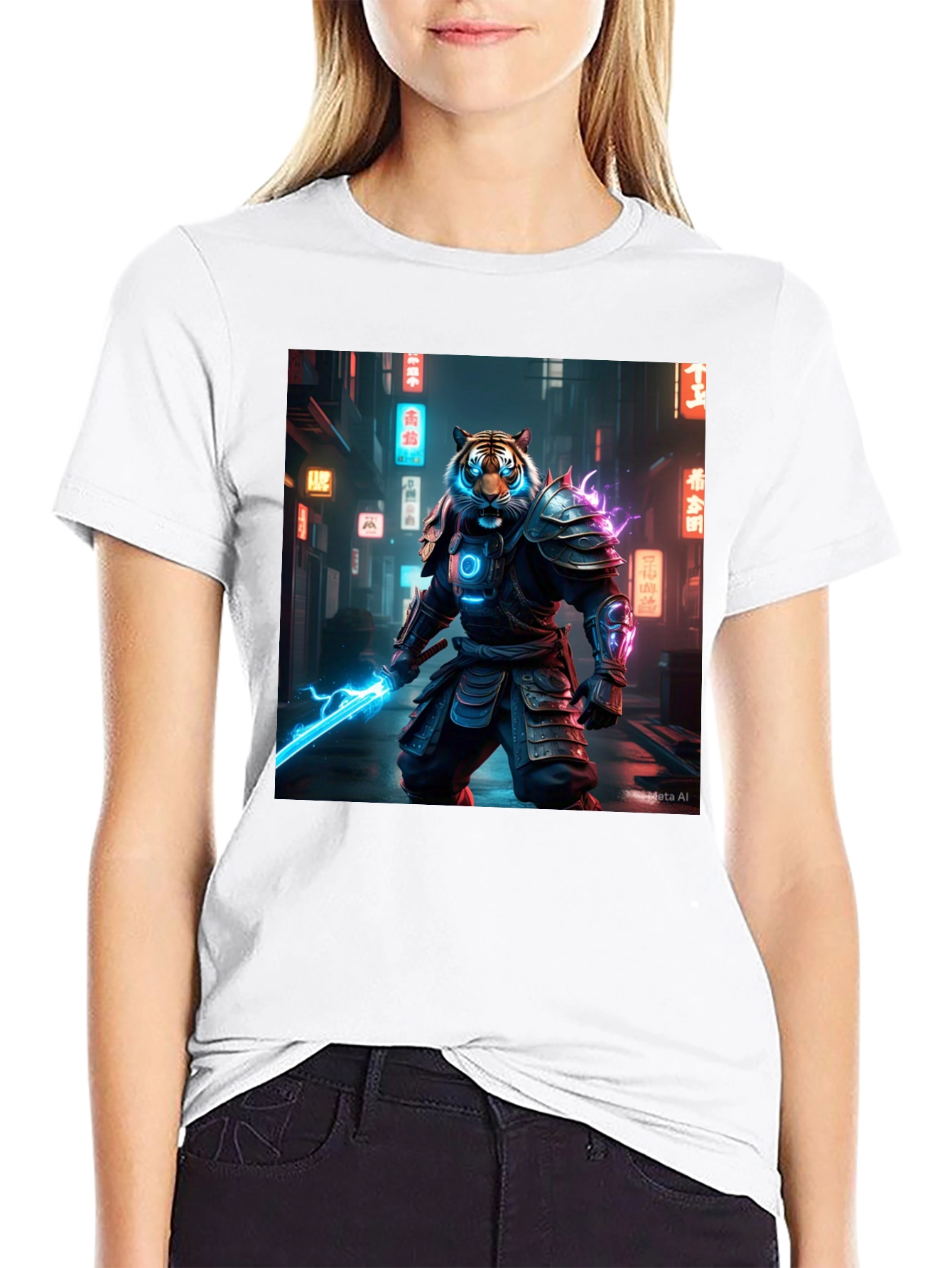 Cyberpunk Tiger Samurai Graphic Tee