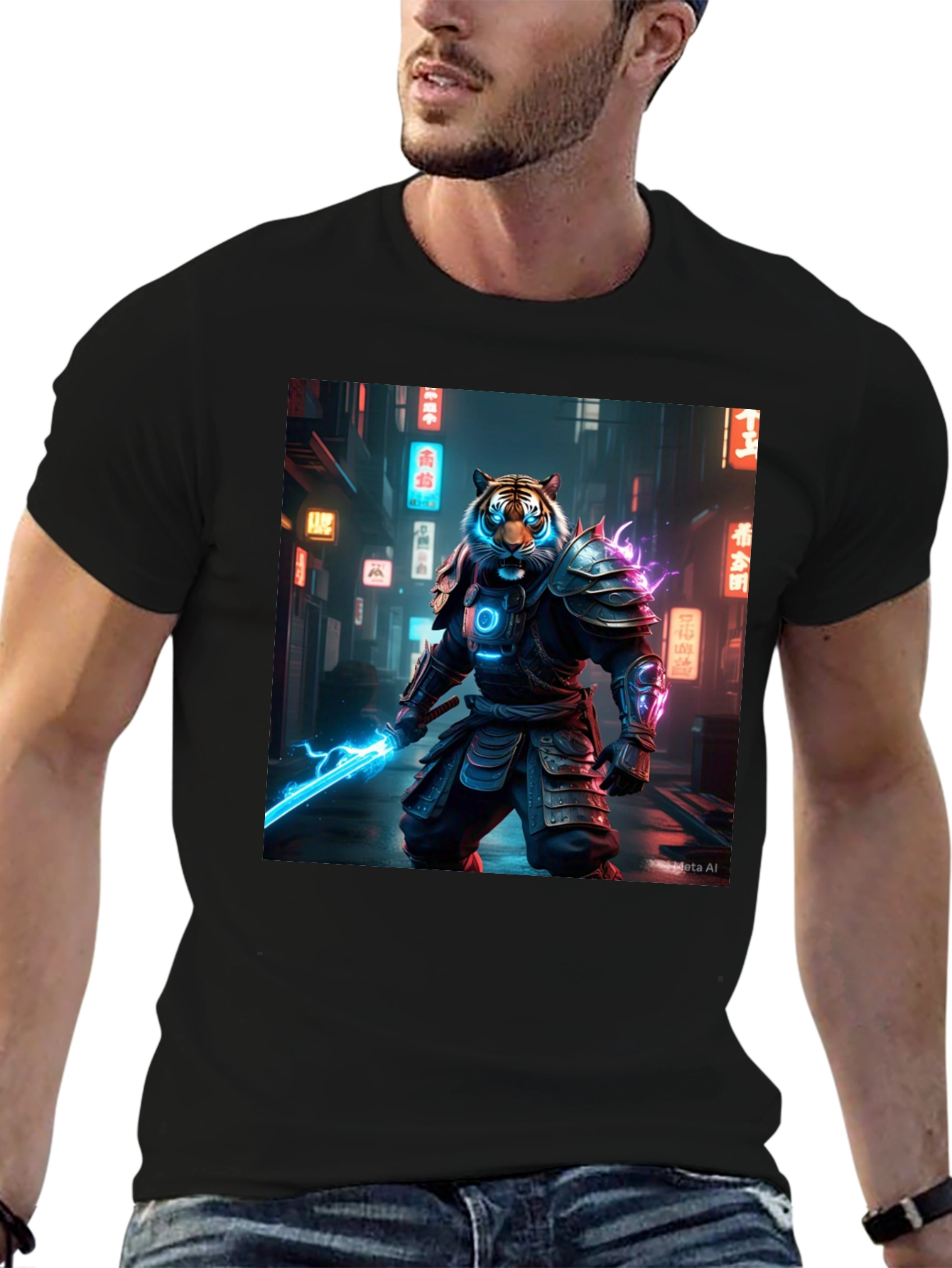 Cyberpunk Tiger Samurai Graphic Tee