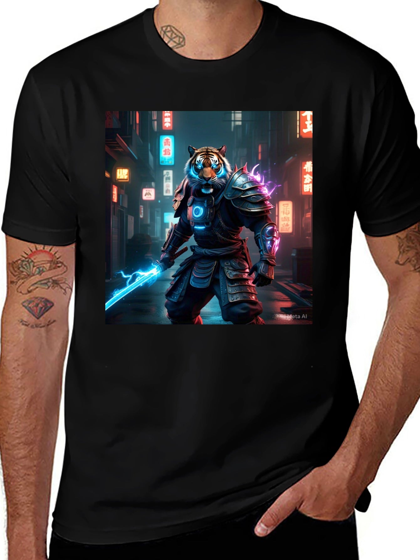 Cyberpunk Tiger Samurai Graphic Tee