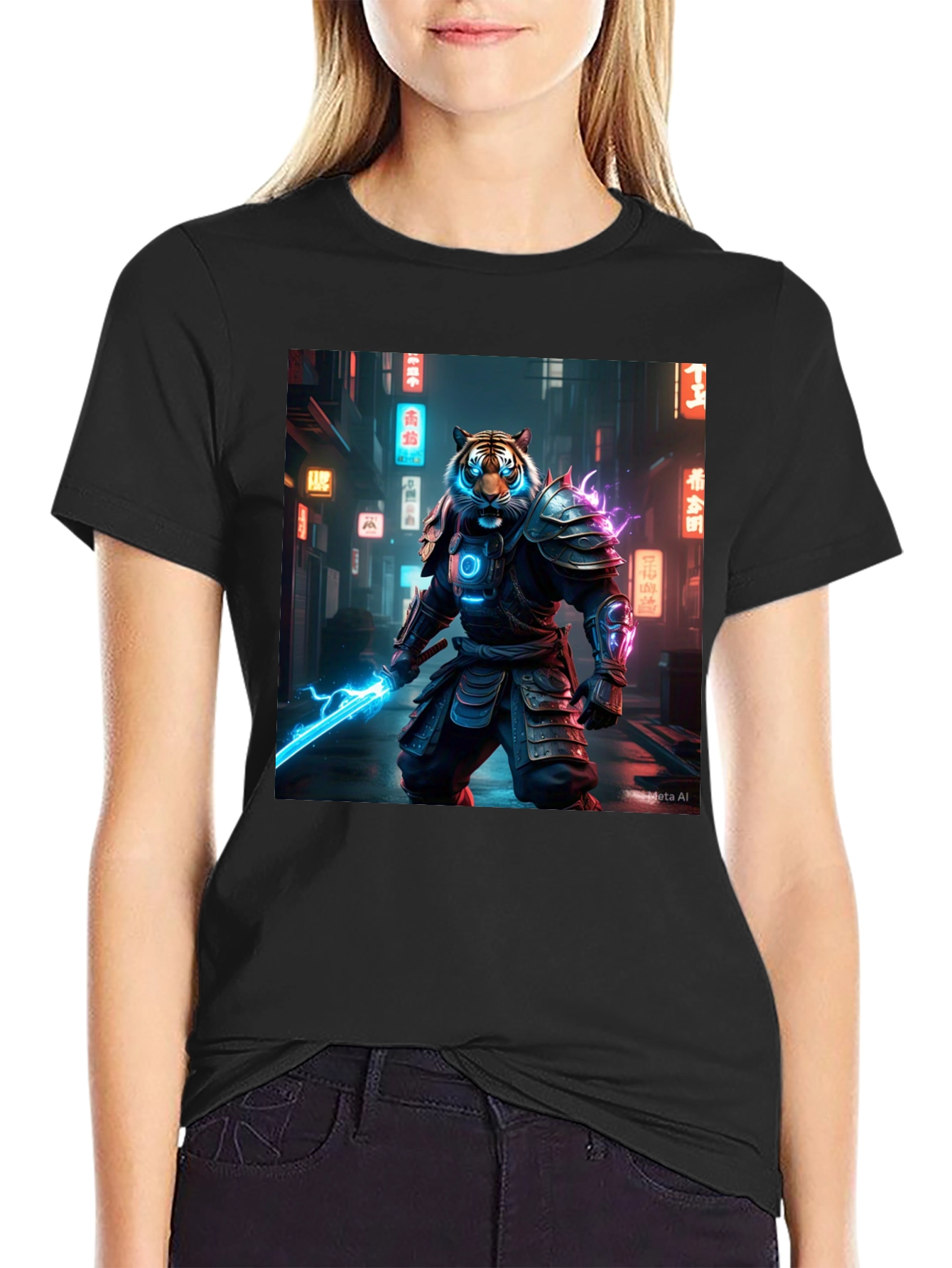 Cyberpunk Tiger Samurai Graphic Tee