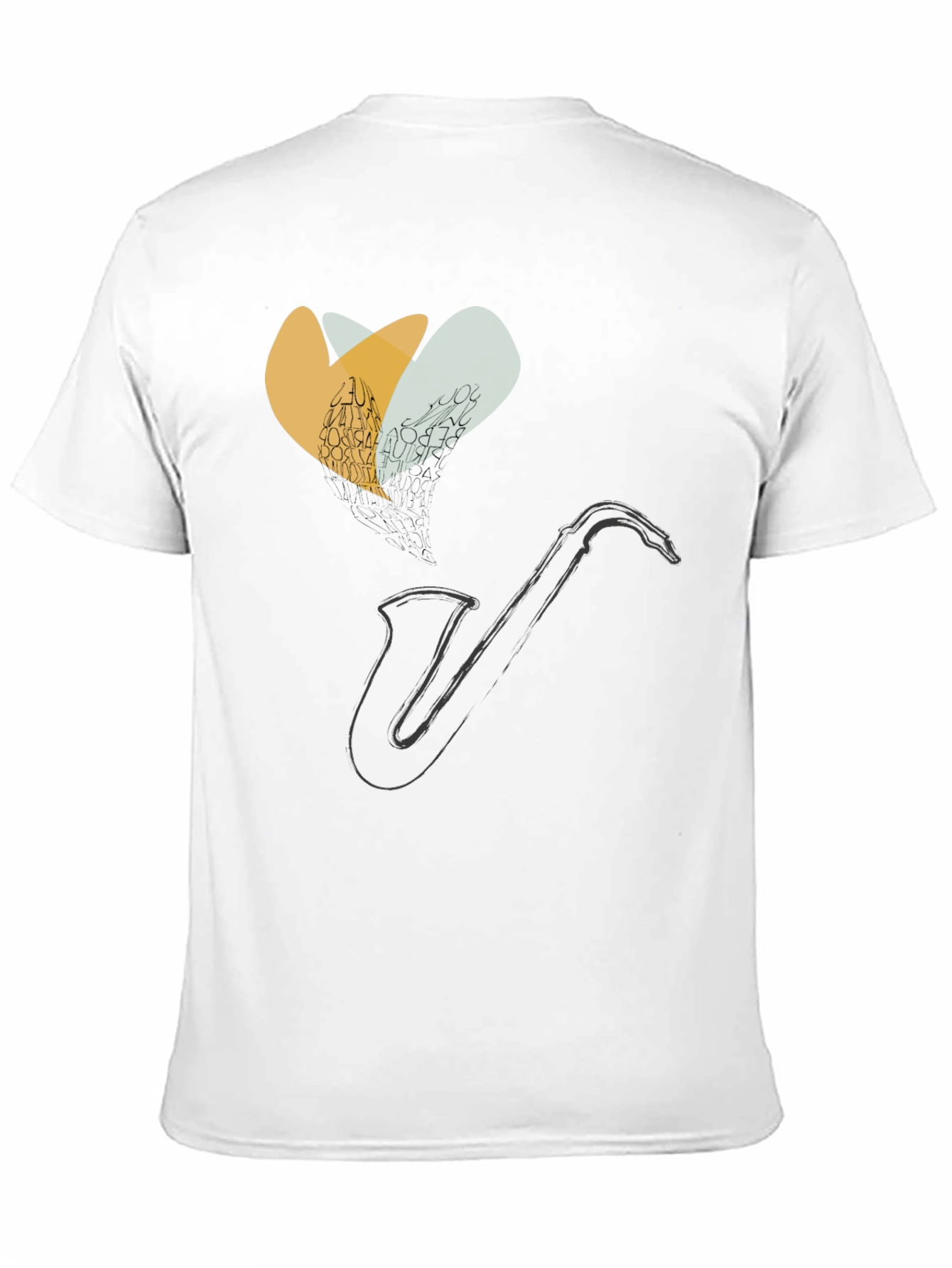 Saxophone Heart Graphic Tee - Black Cotton Comfort