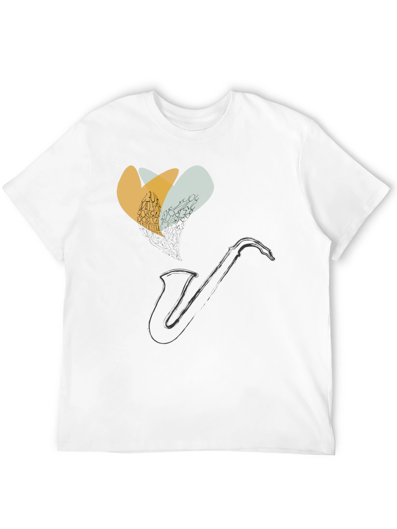Saxophone Heart Graphic Tee - Black Cotton Comfort