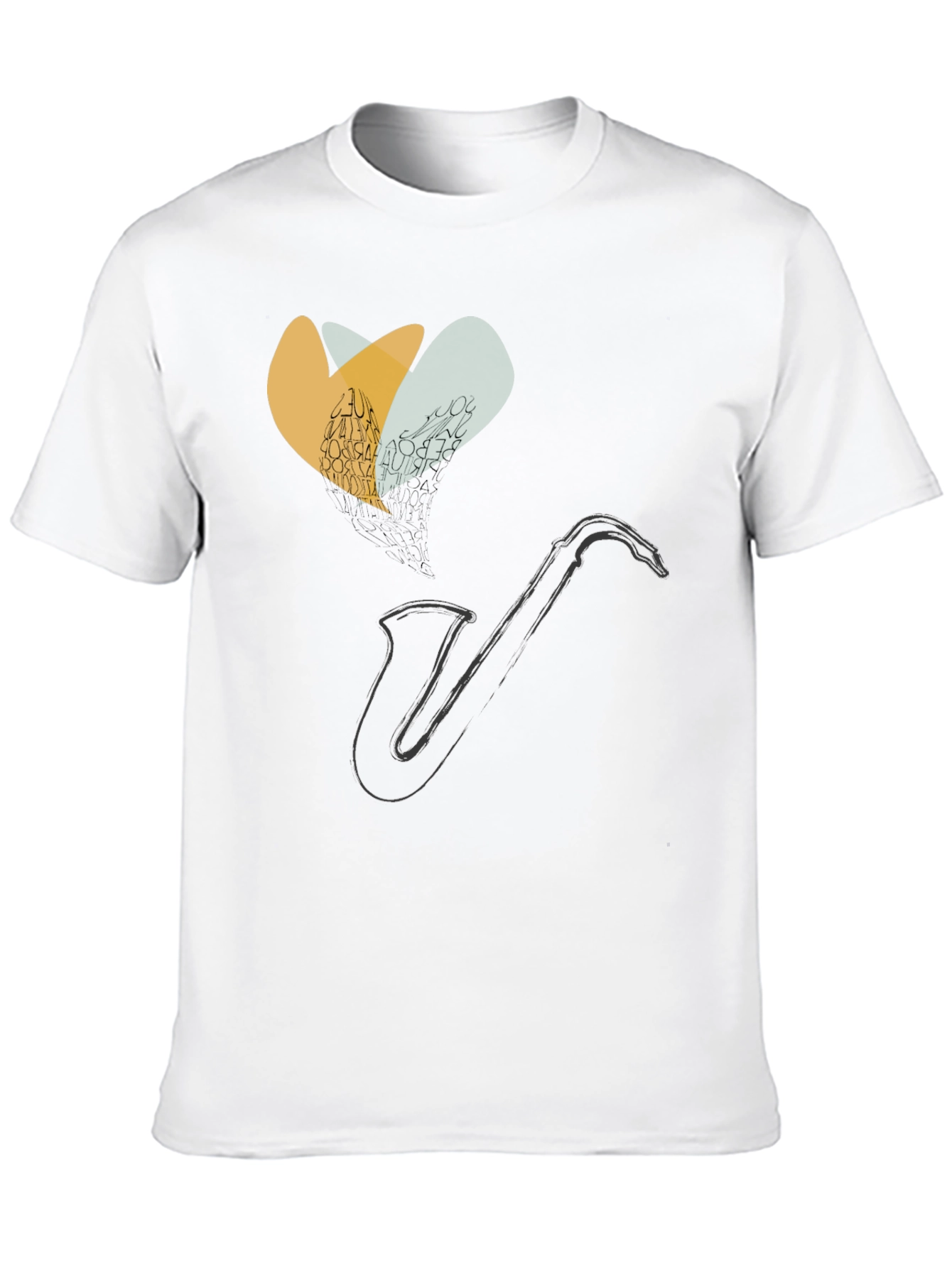 Saxophone Heart Graphic Tee - Black Cotton Comfort