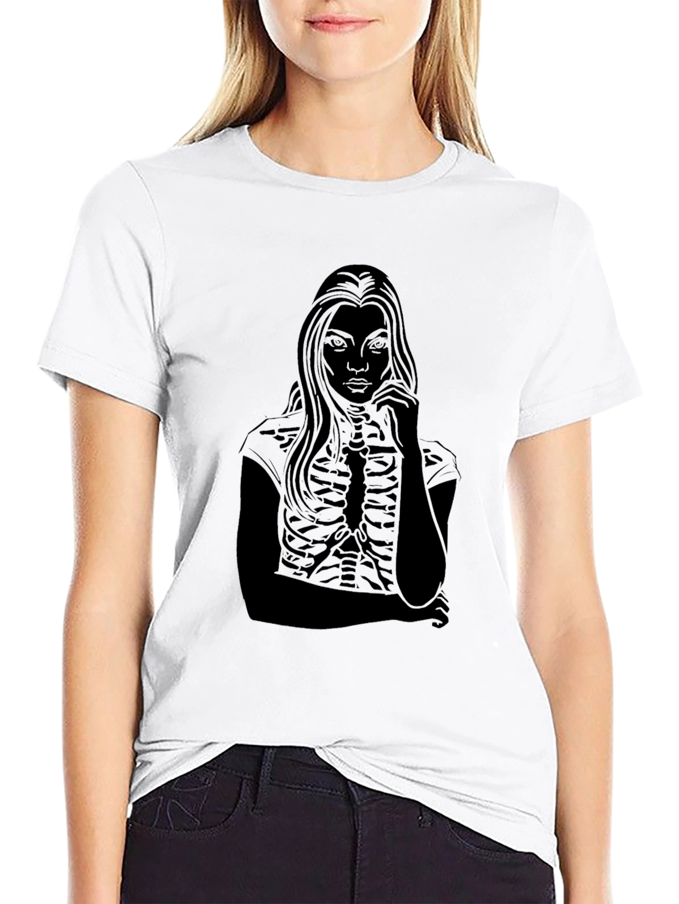 Skeleton Girl Tee - Edgy Graphic T-Shirt