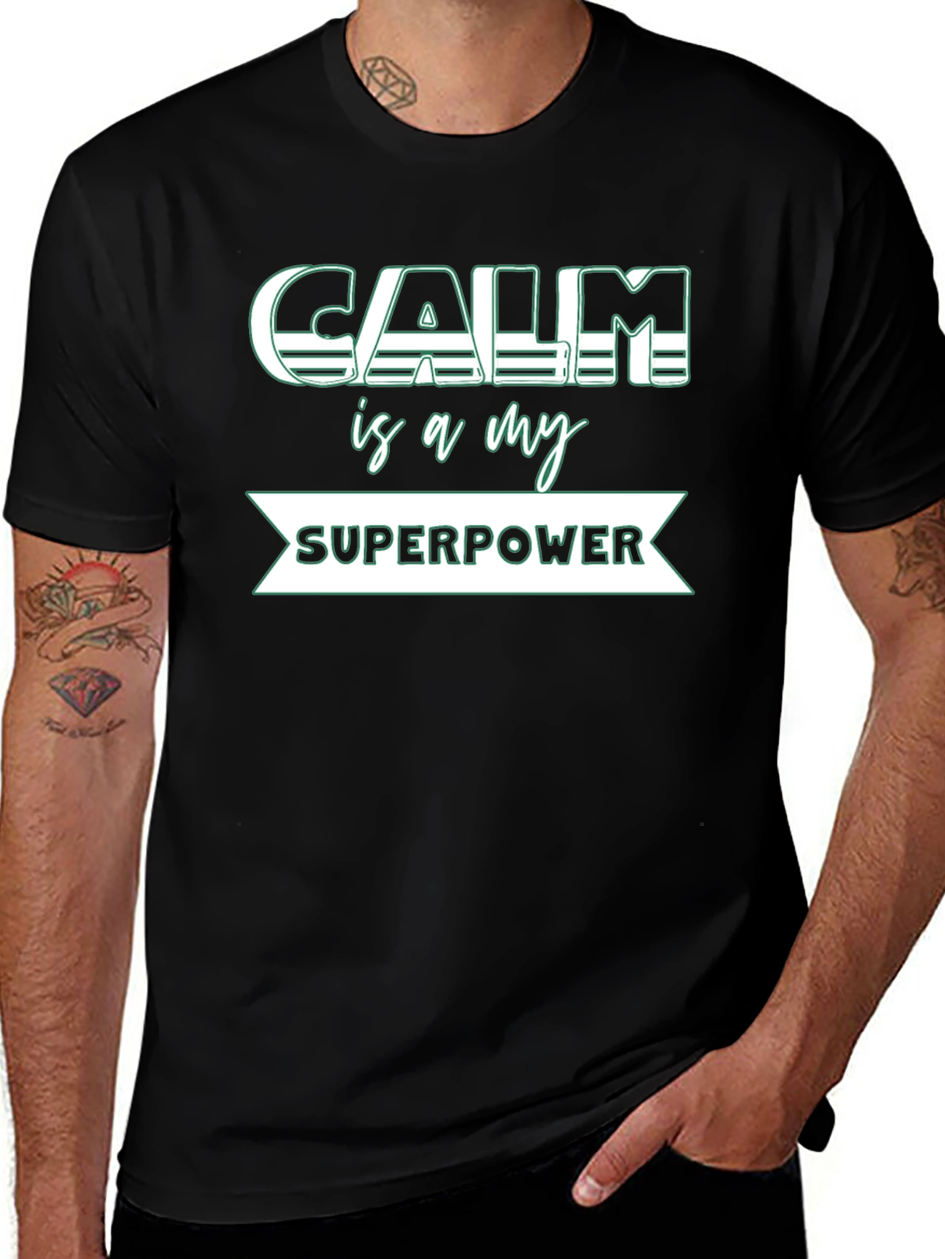 Calm is My Superpower Black T-Shirt
