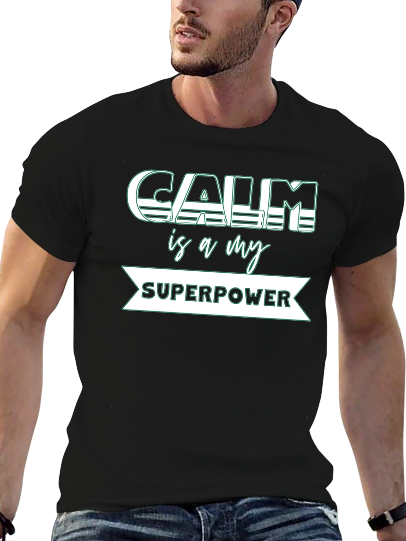 Calm is My Superpower Black T-Shirt