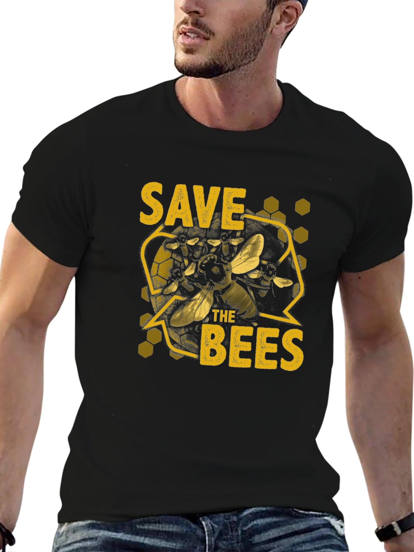 Save the Bees Graphic T-Shirt - Black Cotton Tee