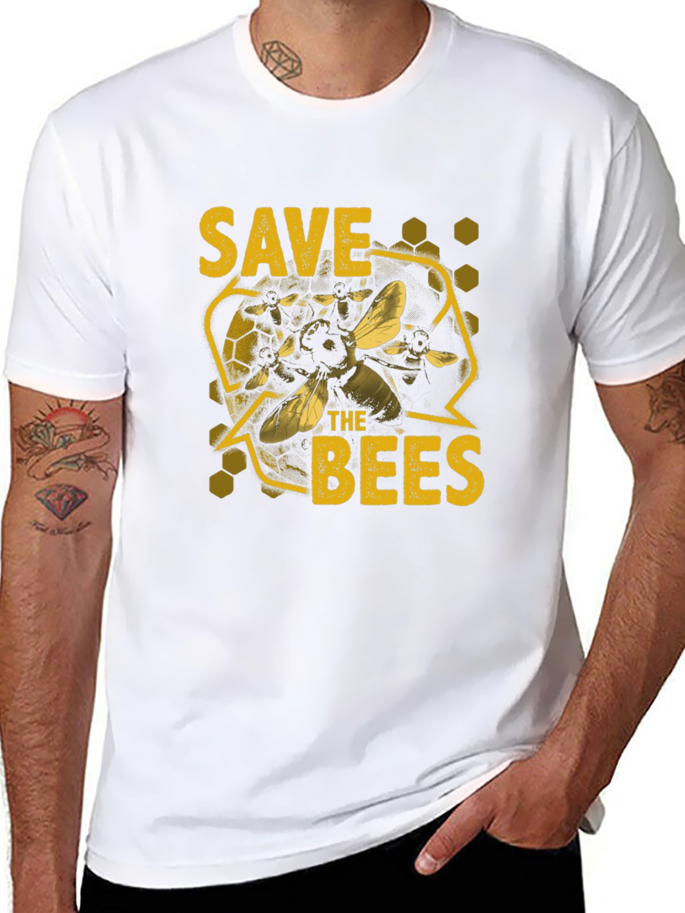 Save the Bees Graphic T-Shirt - Black Cotton Tee