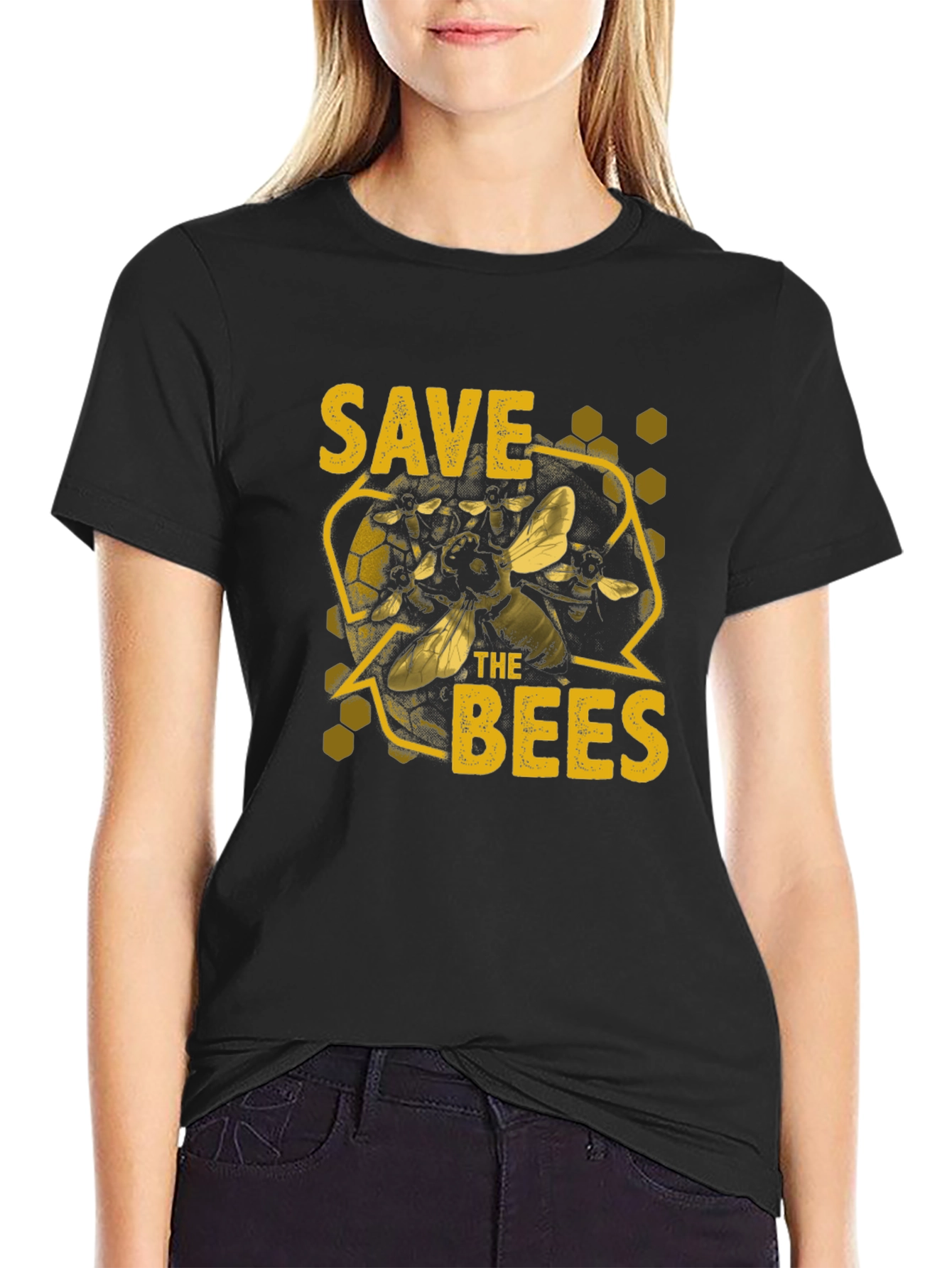Save the Bees Graphic T-Shirt - Black Cotton Tee