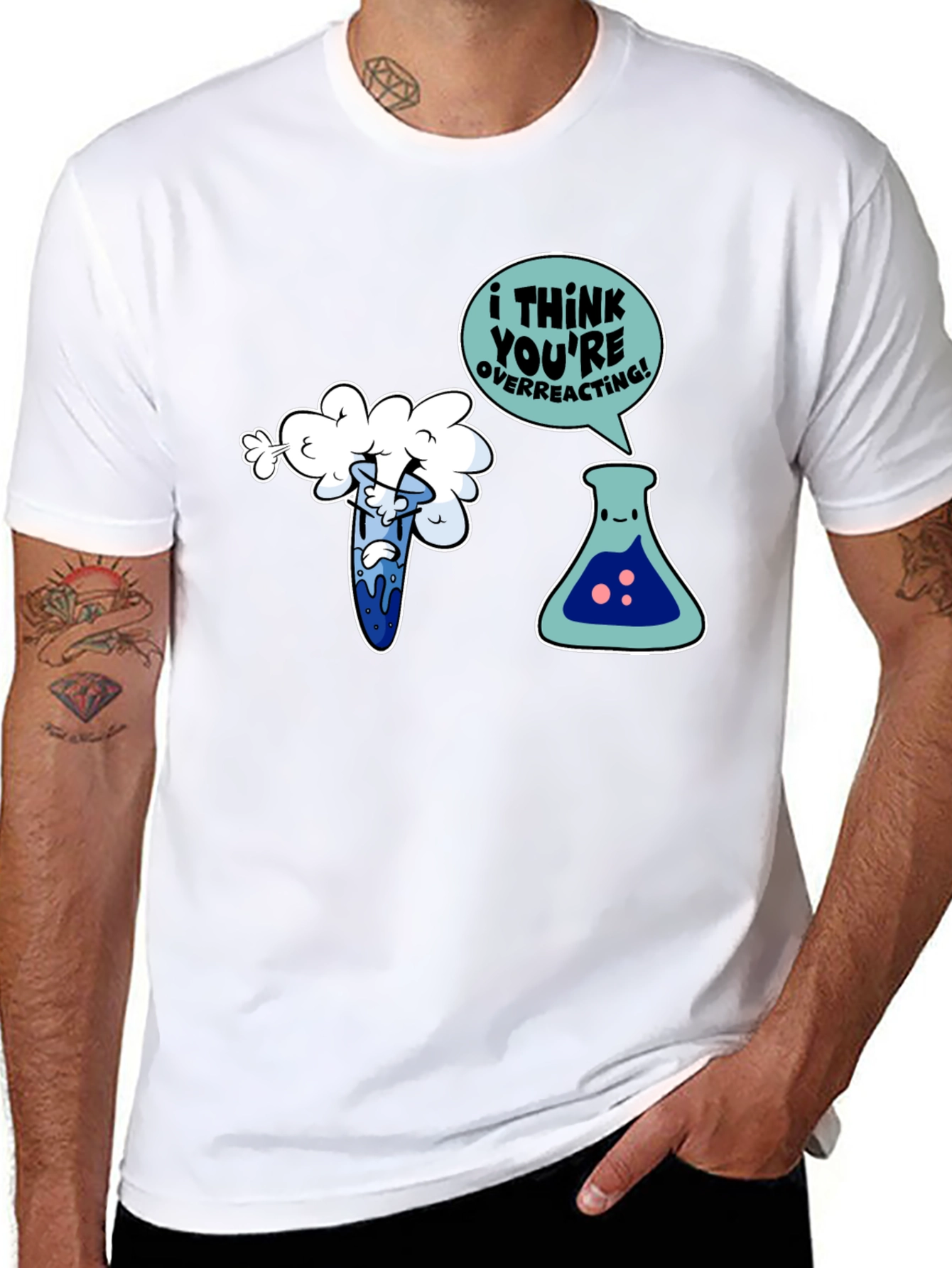 Funny Chemistry T-Shirt: Overreacting Cartoon Tee