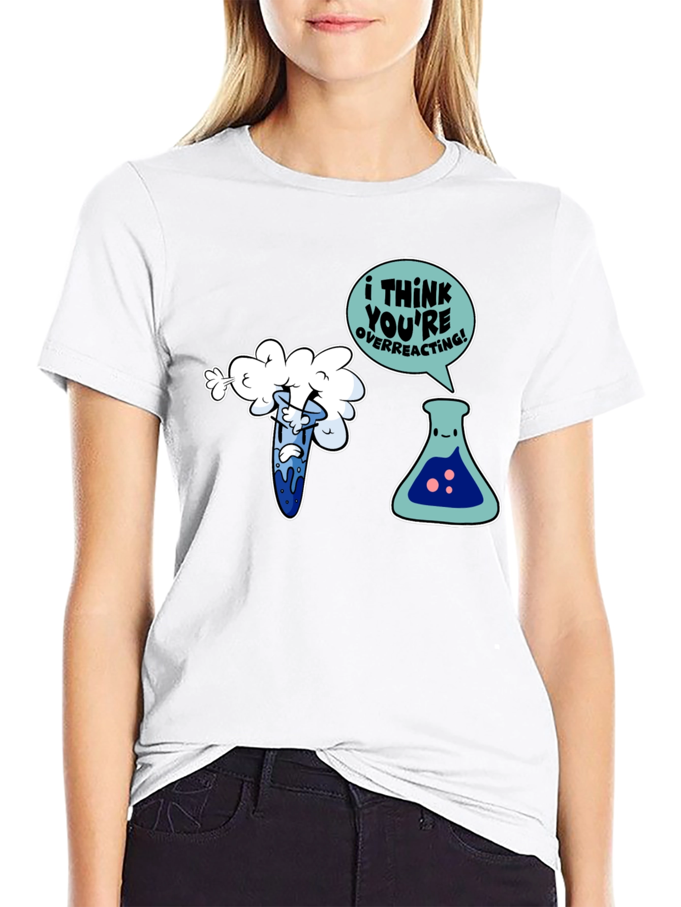 Funny Chemistry T-Shirt: Overreacting Cartoon Tee
