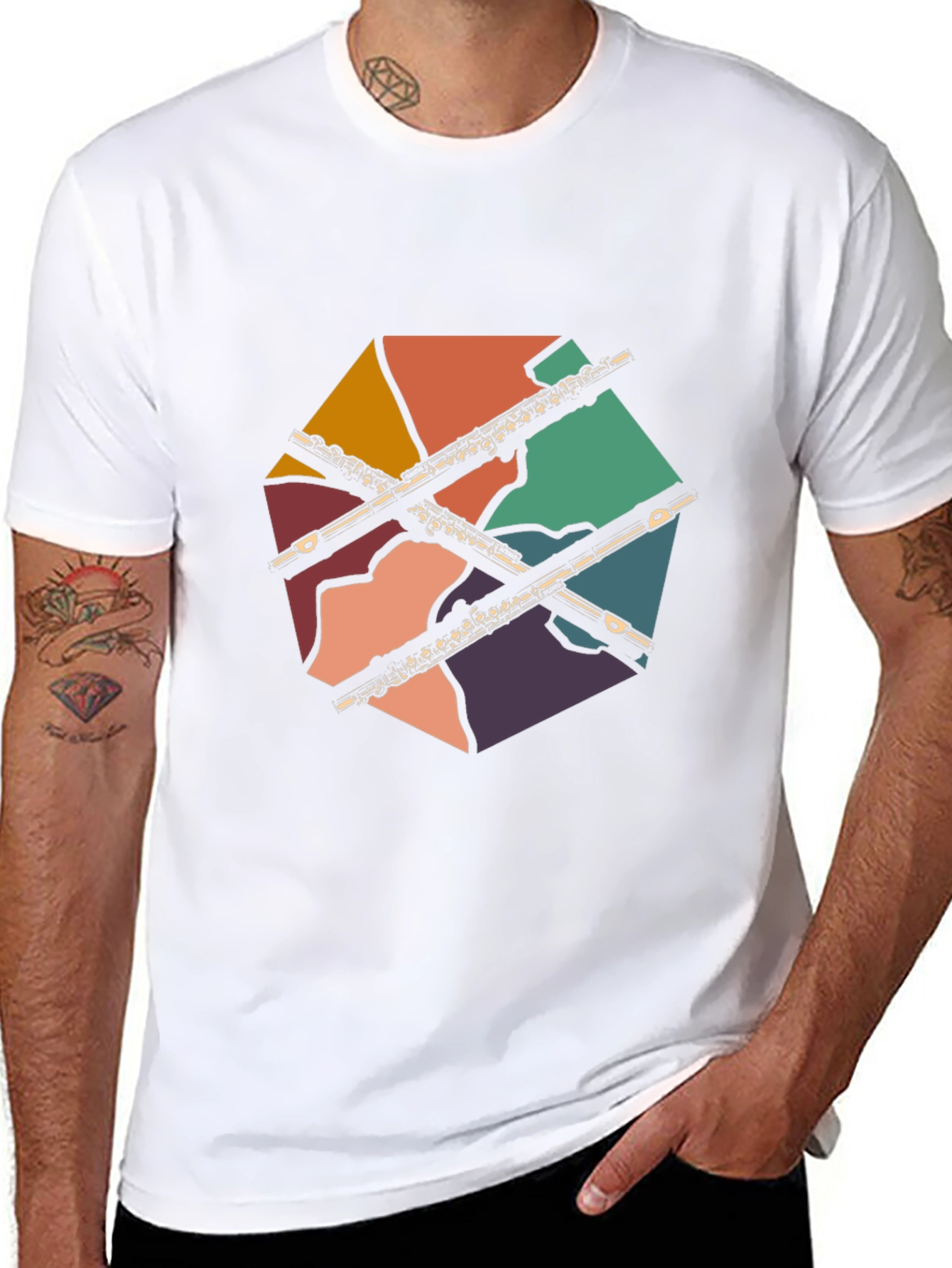 Flute Music Graphic Tee - Retro Design T-Shirt