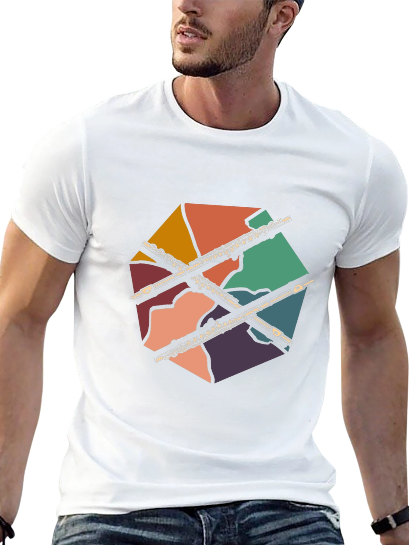Flute Music Graphic Tee - Retro Design T-Shirt