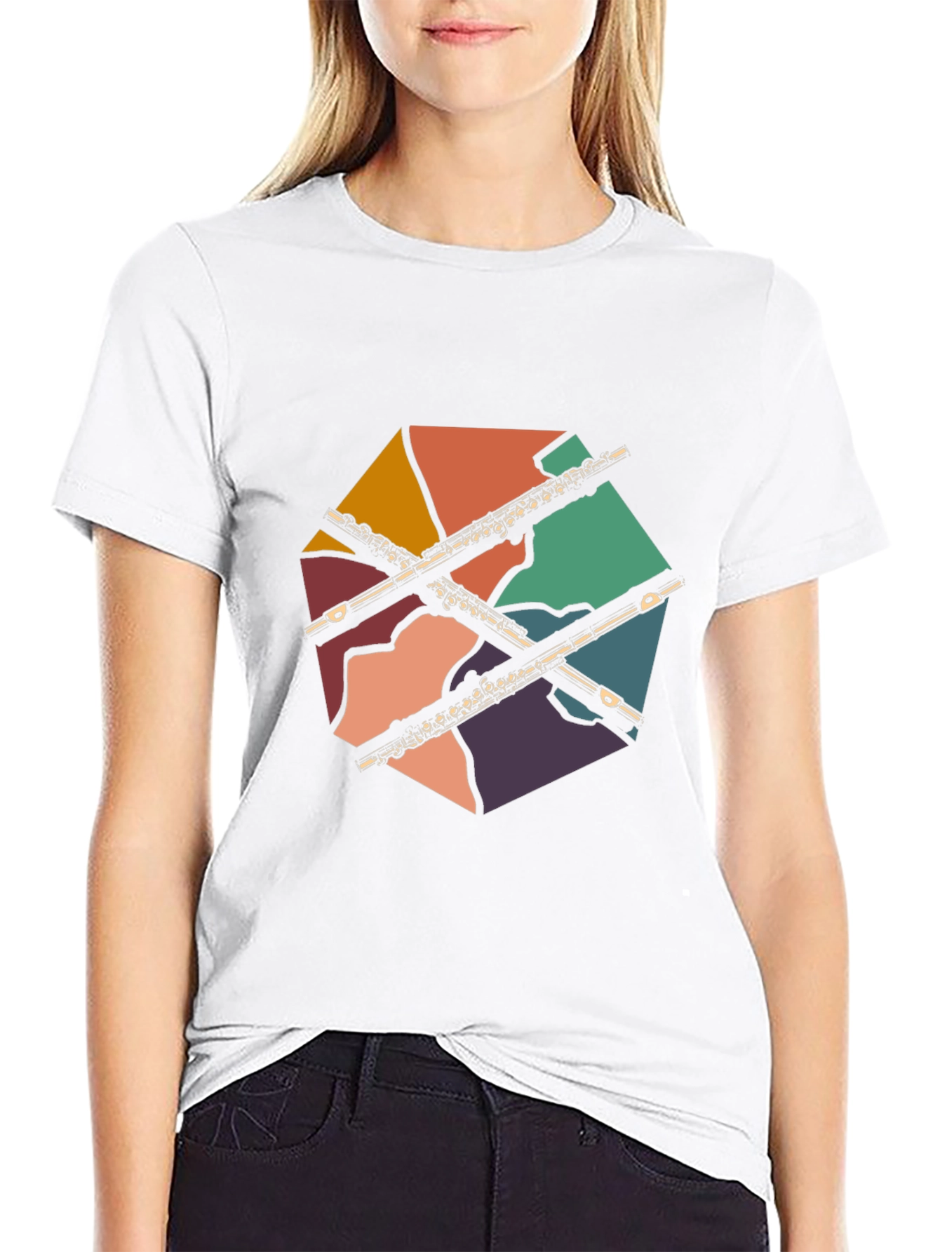 Flute Music Graphic Tee - Retro Design T-Shirt