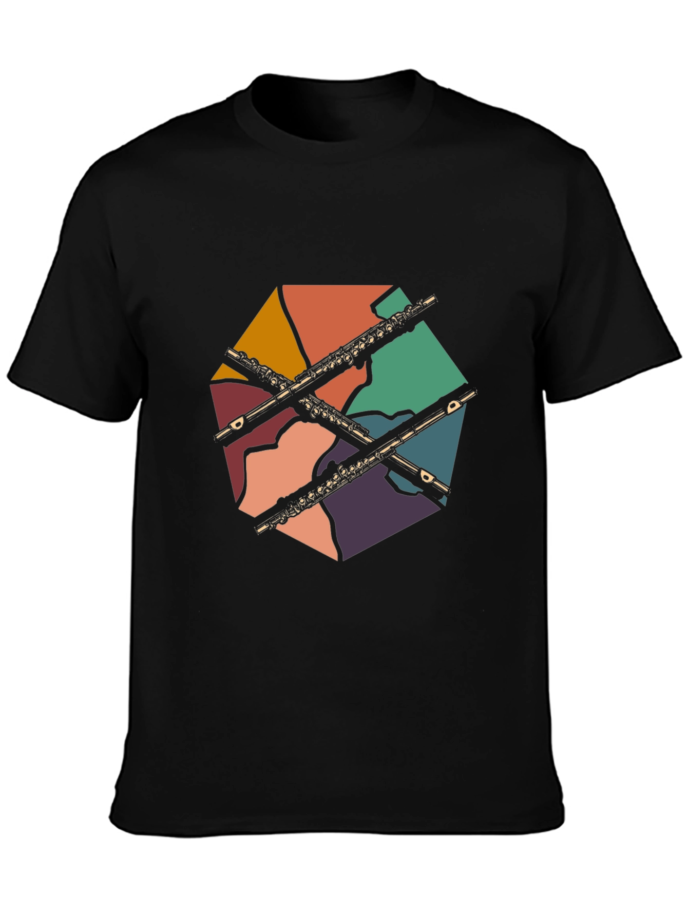 Flute Music Graphic Tee - Retro Design T-Shirt