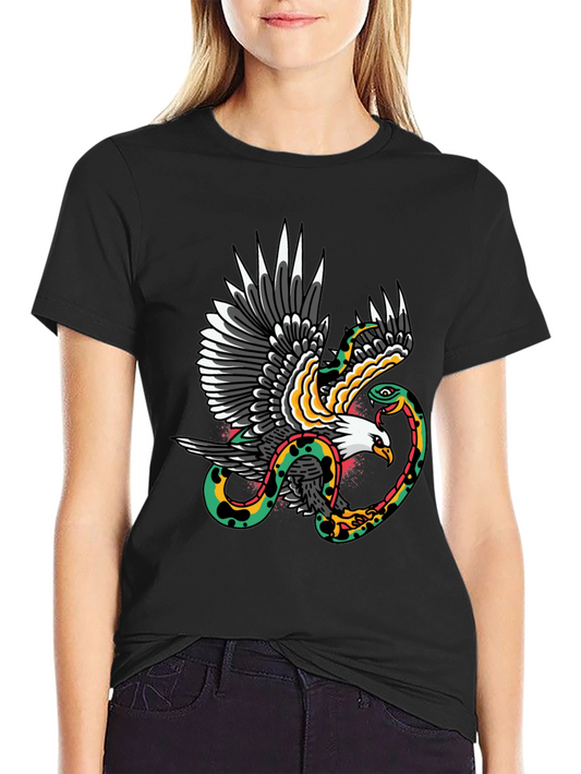 Eagle & Snake Graphic Tee - Classic Tattoo Design