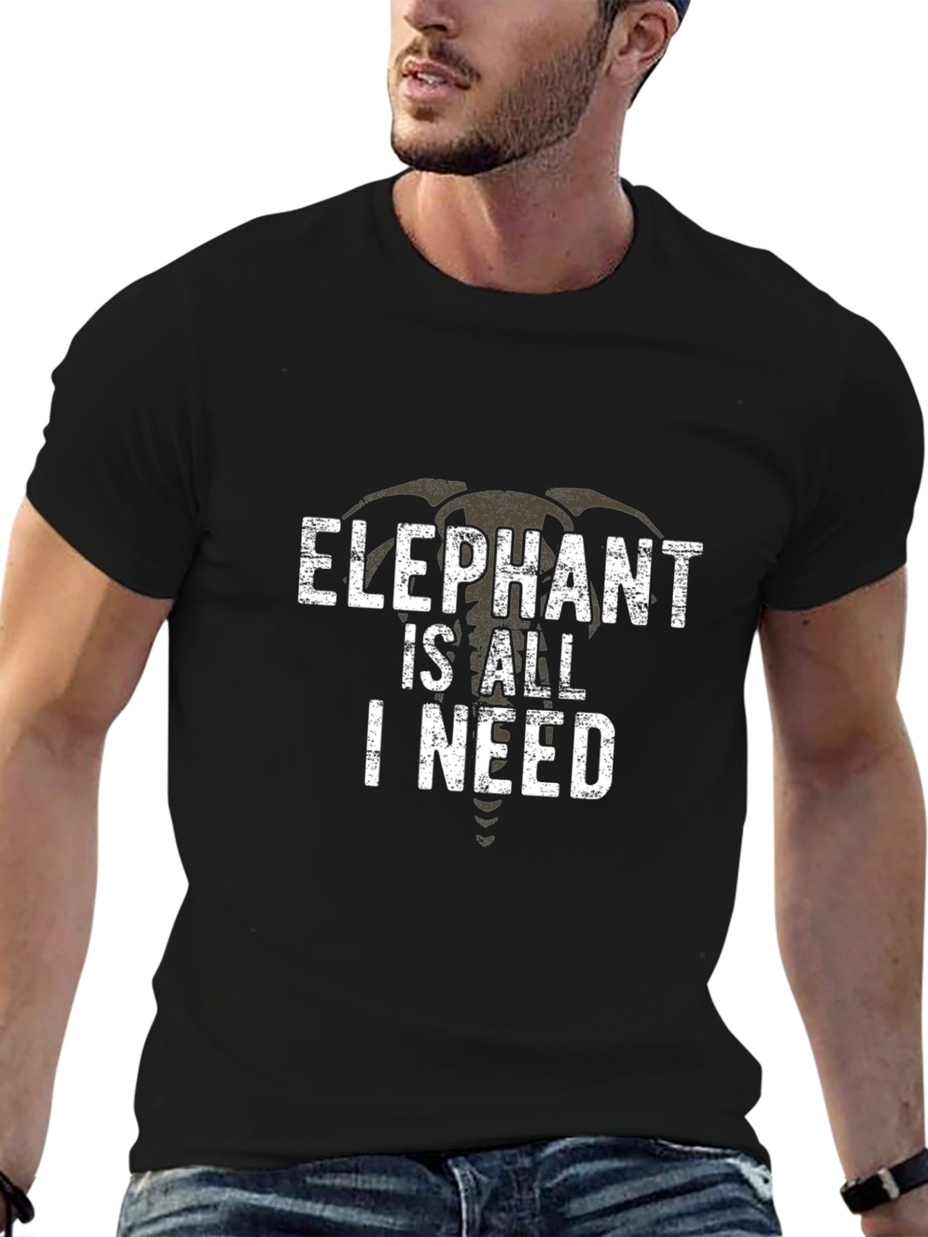Elephant Is All I Need Mens T-Shirt Black