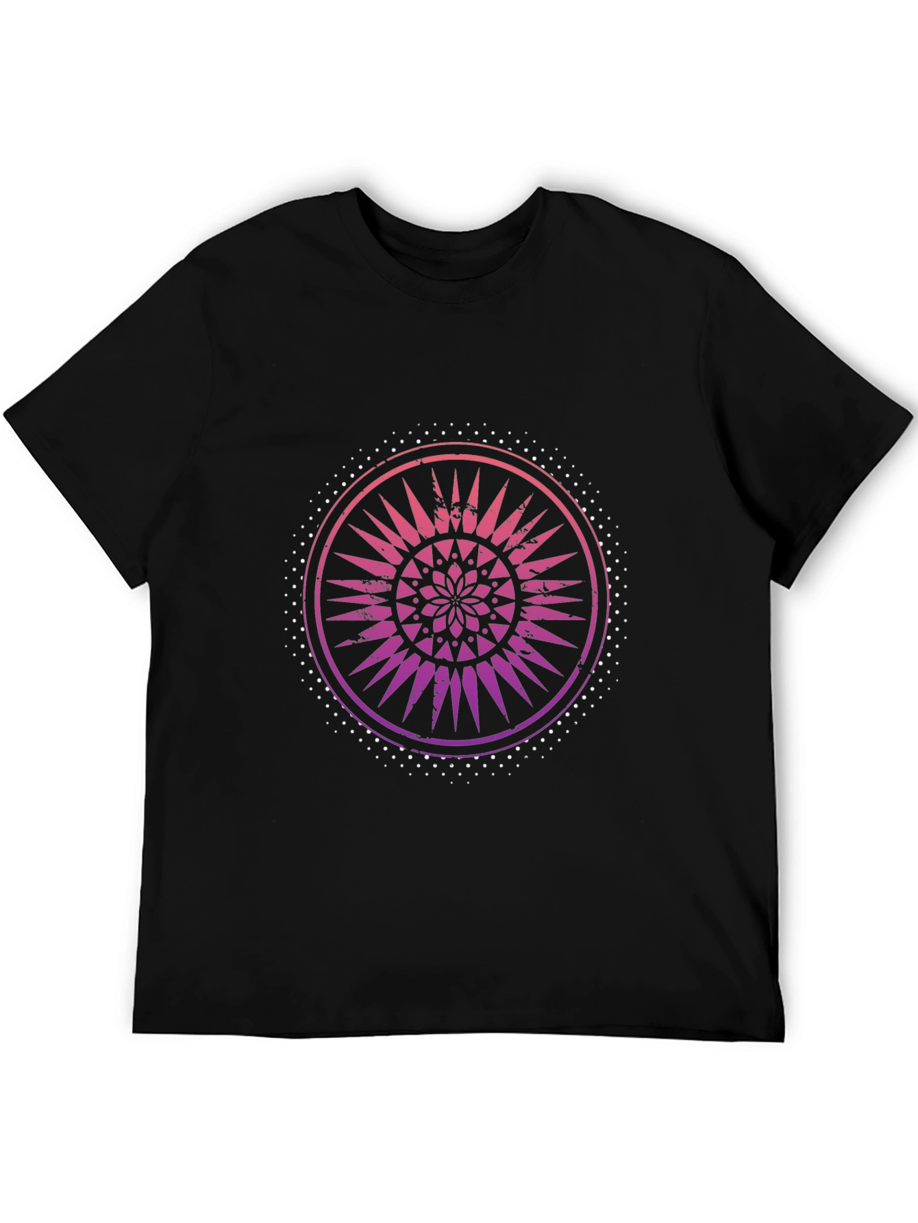 Black Tee with Gradient Mandala Graphic
