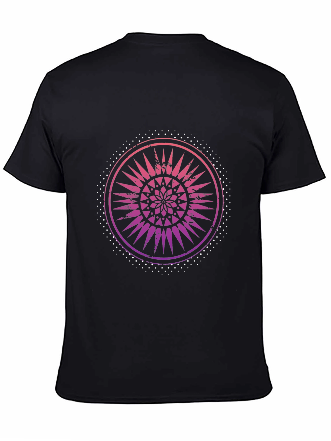 Black Tee with Gradient Mandala Graphic