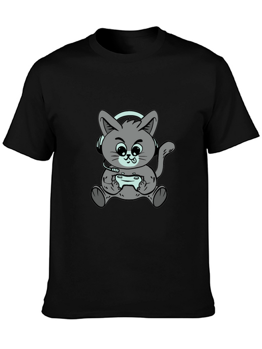Gamer Cat Graphic T-Shirt - Cool Casual Tee