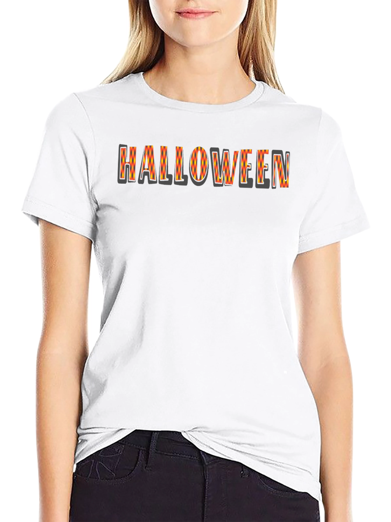 Halloween Pattern Graphic Black T-Shirt