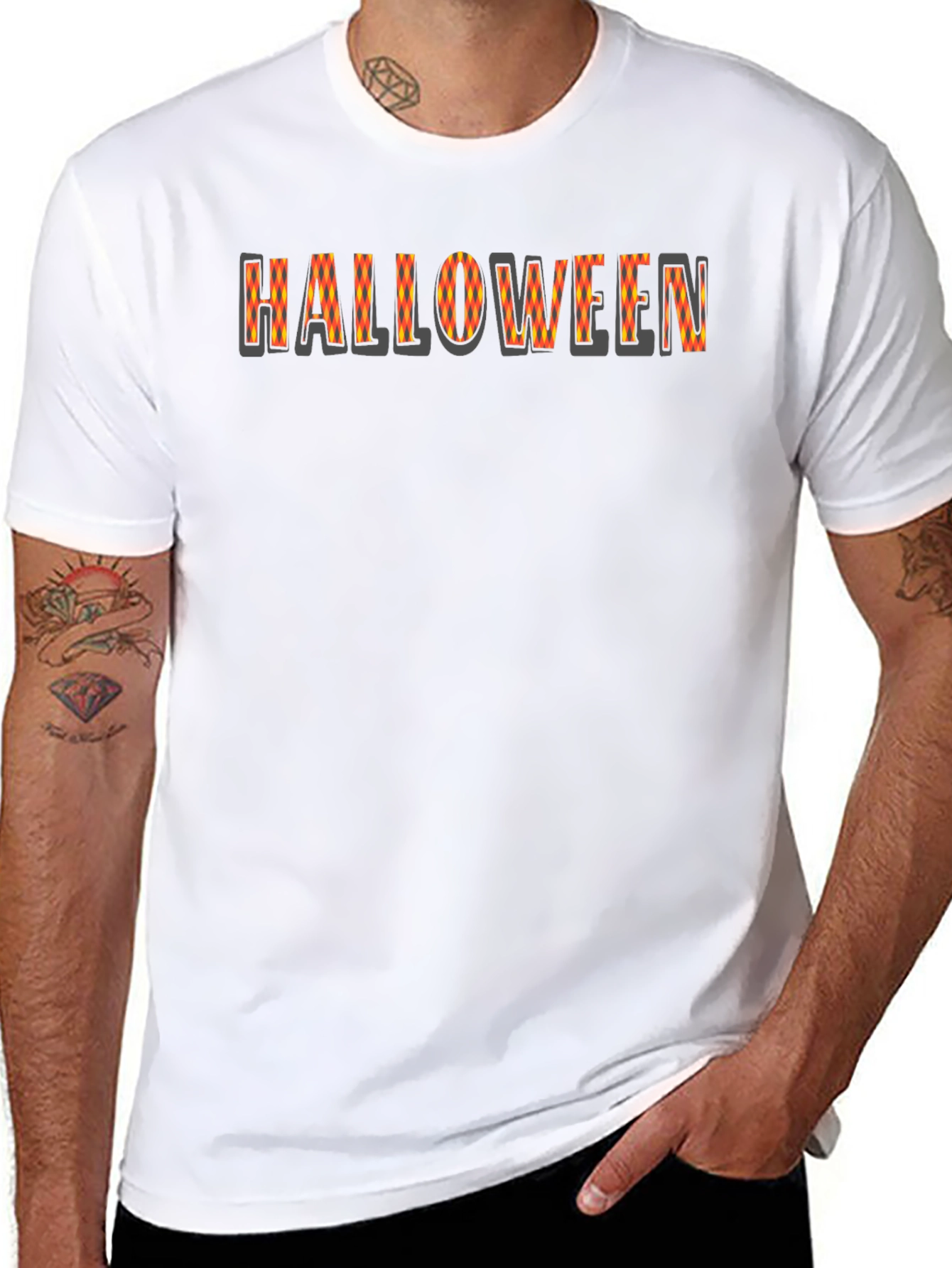Halloween Pattern Graphic Black T-Shirt