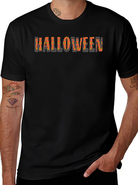 Halloween Pattern Graphic Black T-Shirt