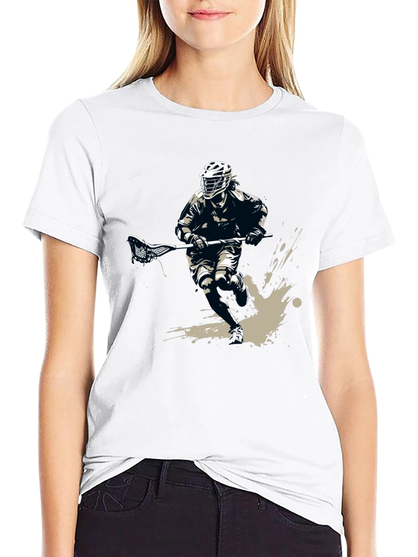 Lacrosse Player Graphic Tee - Black Casual Shirt