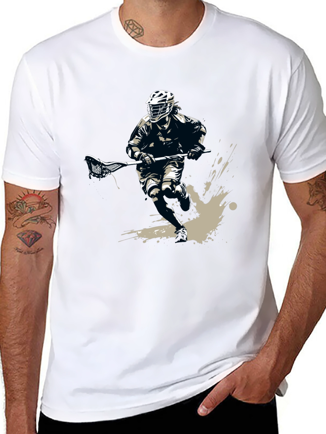 Lacrosse Player Graphic Tee - Black Casual Shirt