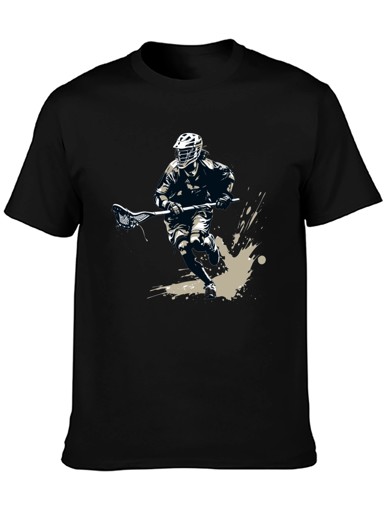 Lacrosse Player Graphic Tee - Black Casual Shirt
