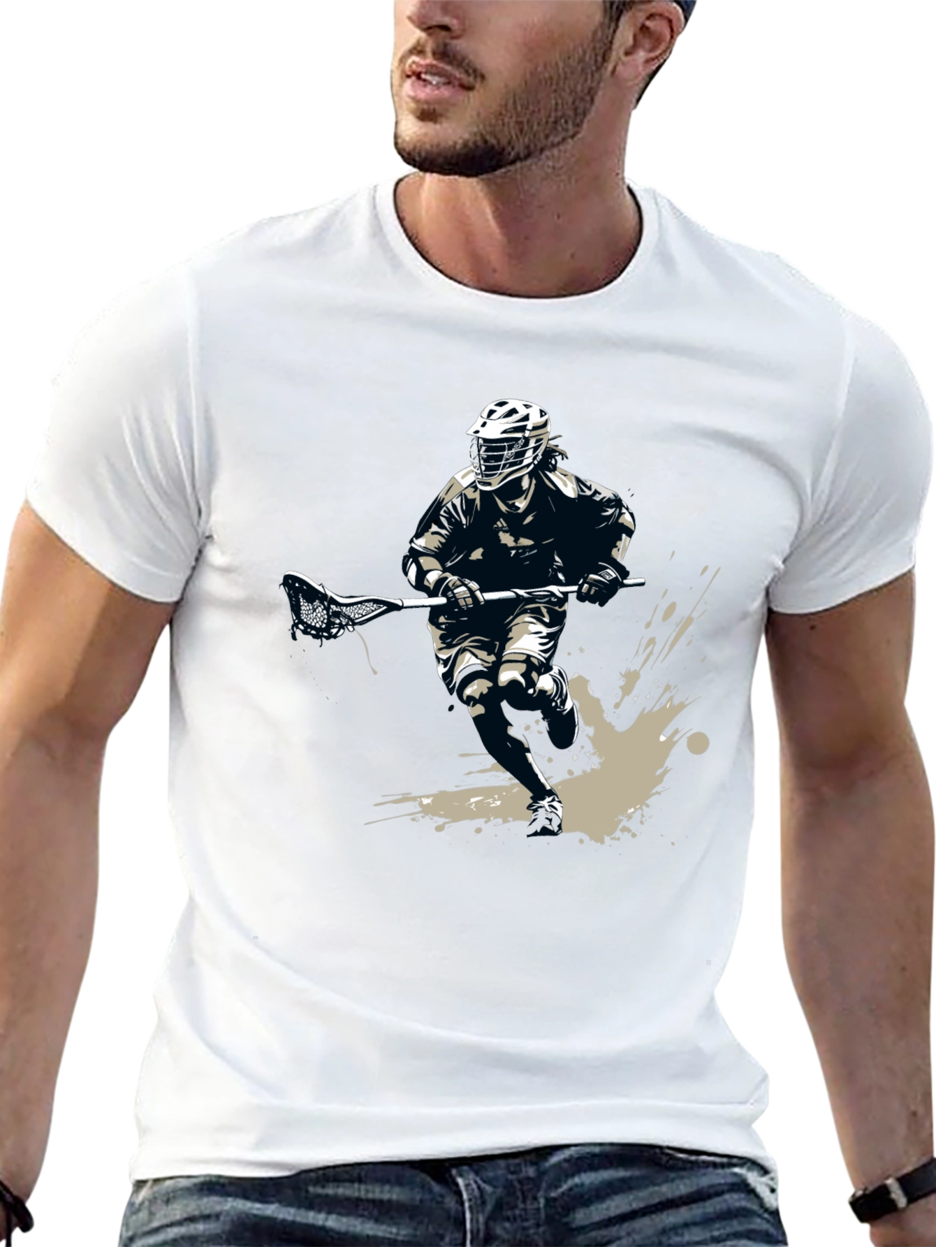 Lacrosse Player Graphic Tee - Black Casual Shirt