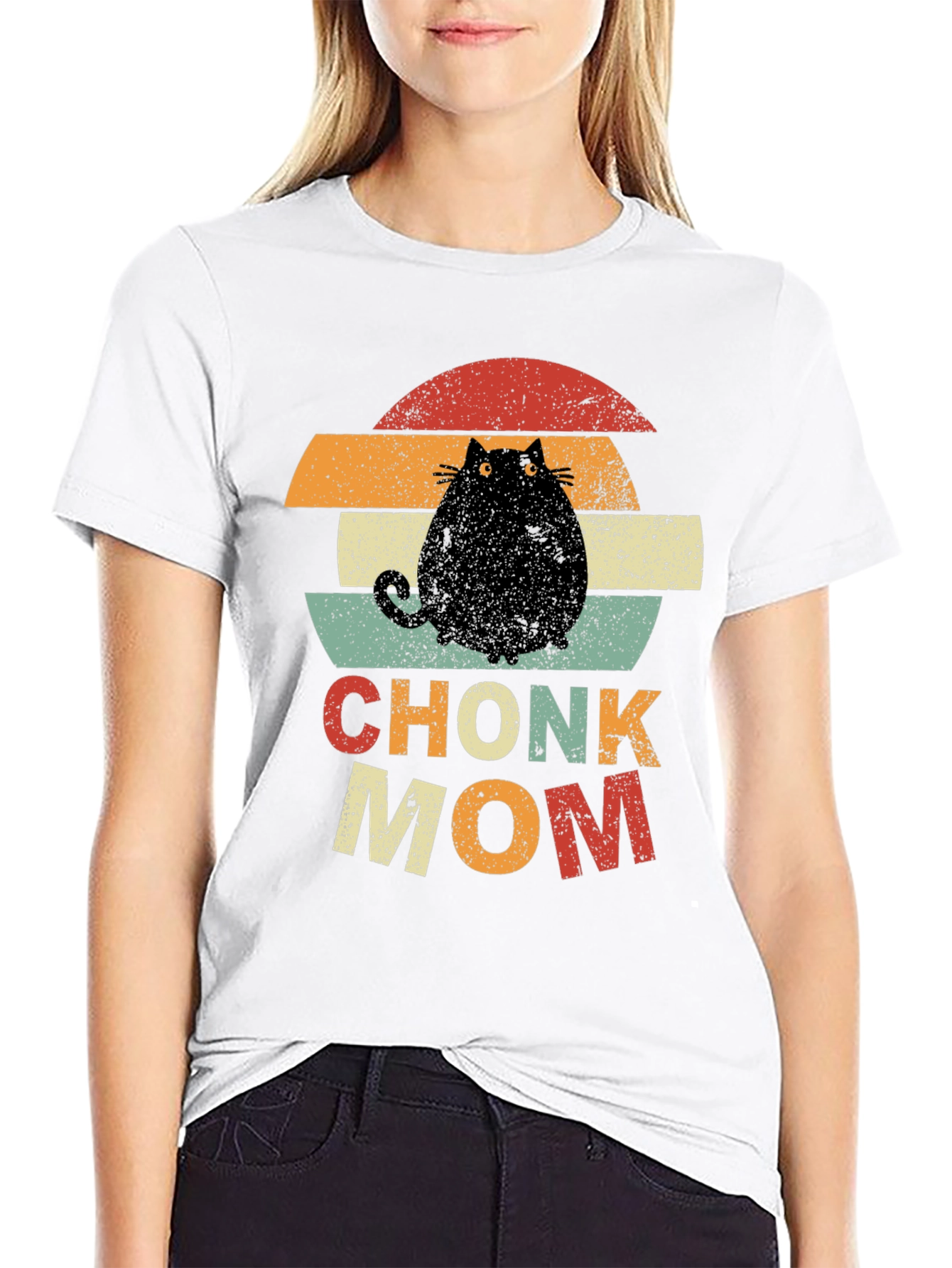 Chonk Mom T-Shirt - Retro Cat Lover Tee