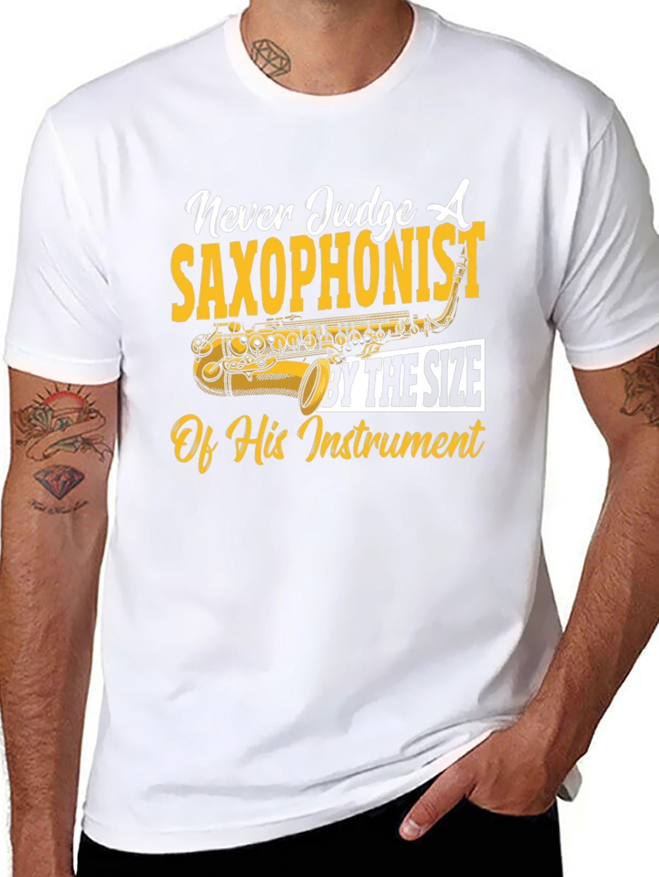 Saxophonist T-Shirt: Never Judge by Size