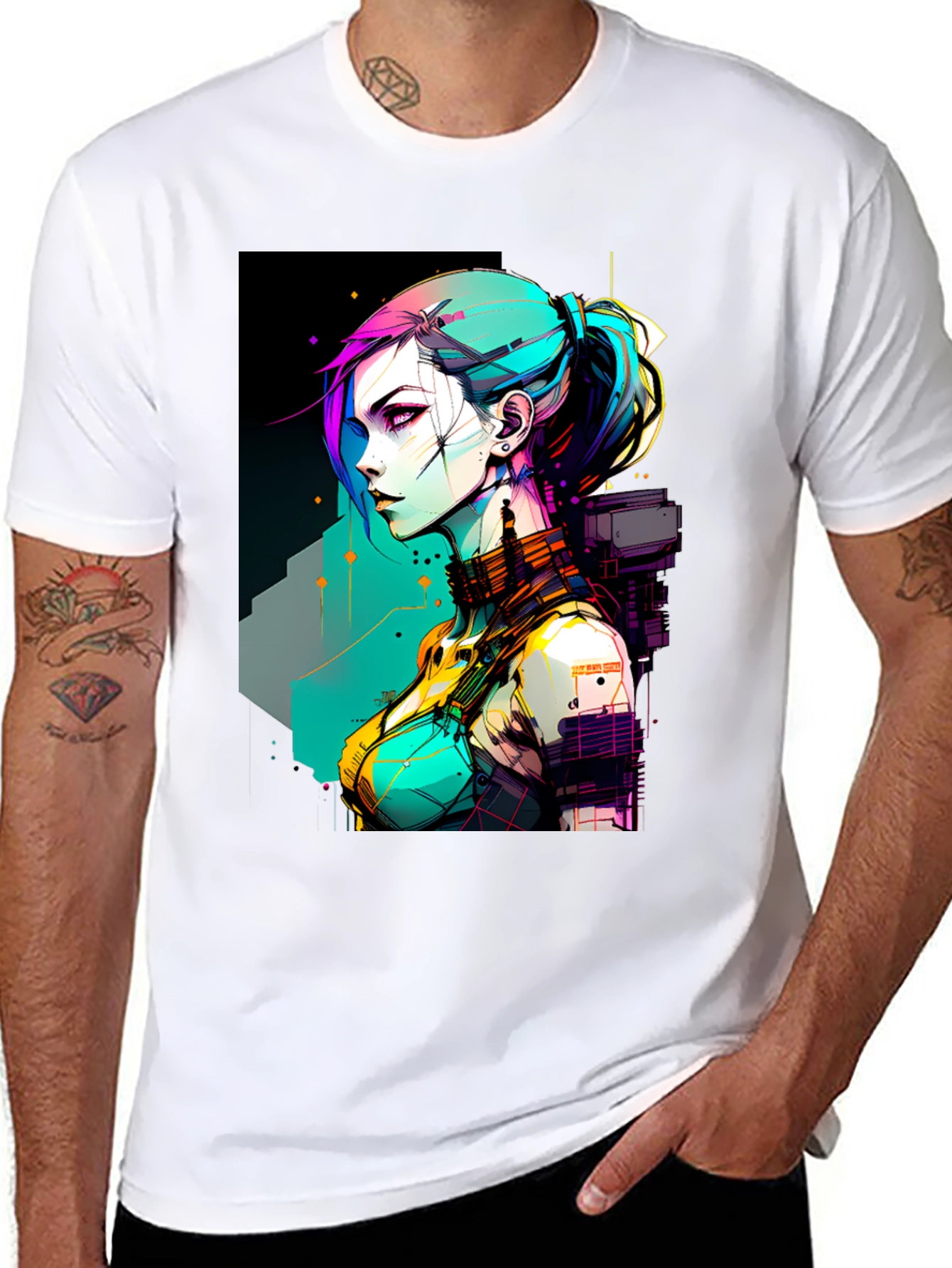 Cyberpunk Girl Graphic Print T-Shirt
