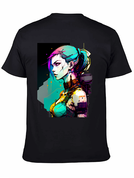Cyberpunk Girl Graphic Print T-Shirt