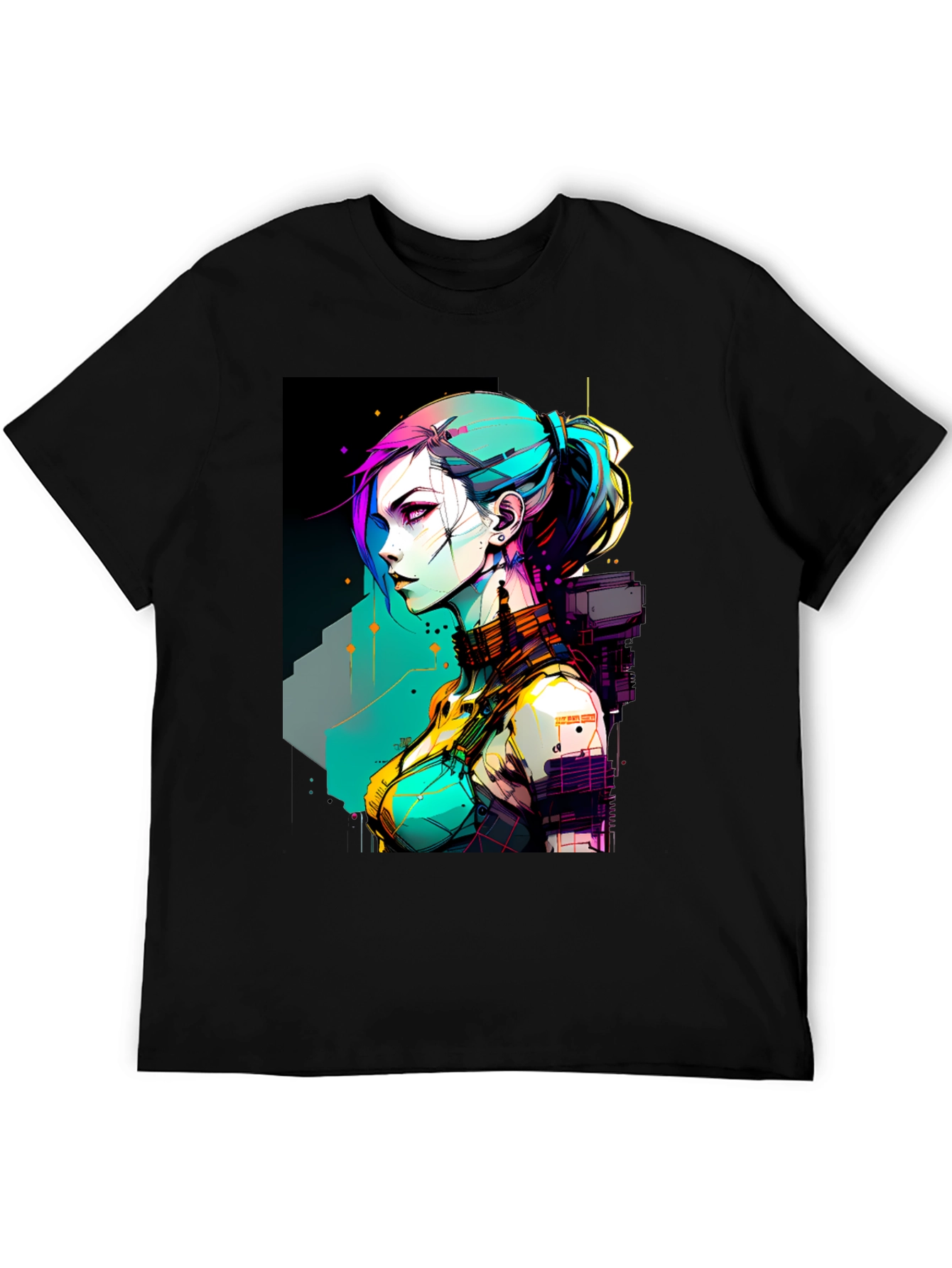 Cyberpunk Girl Graphic Print T-Shirt
