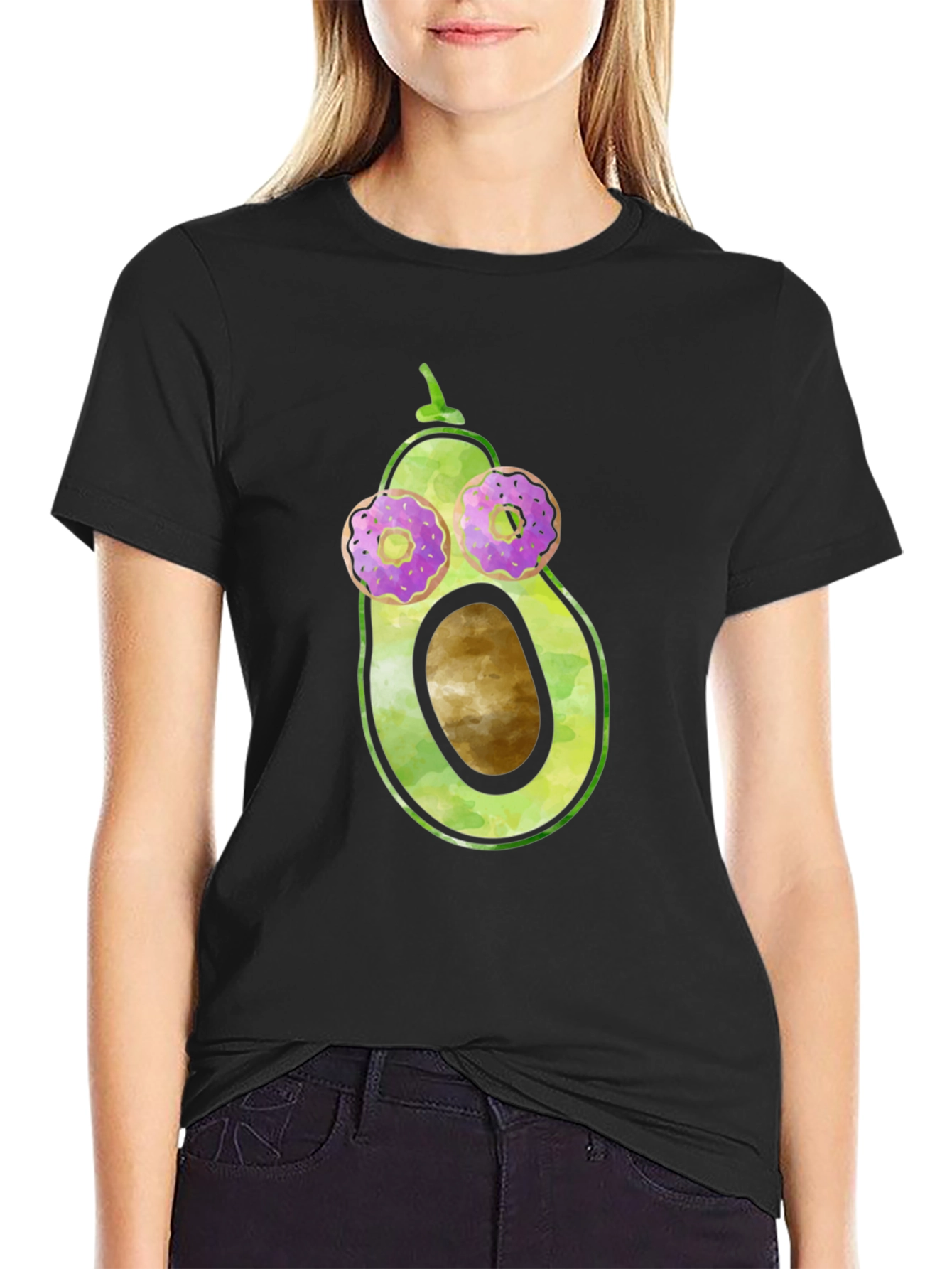 Avocado Donut Eyes Funny Graphic Tee