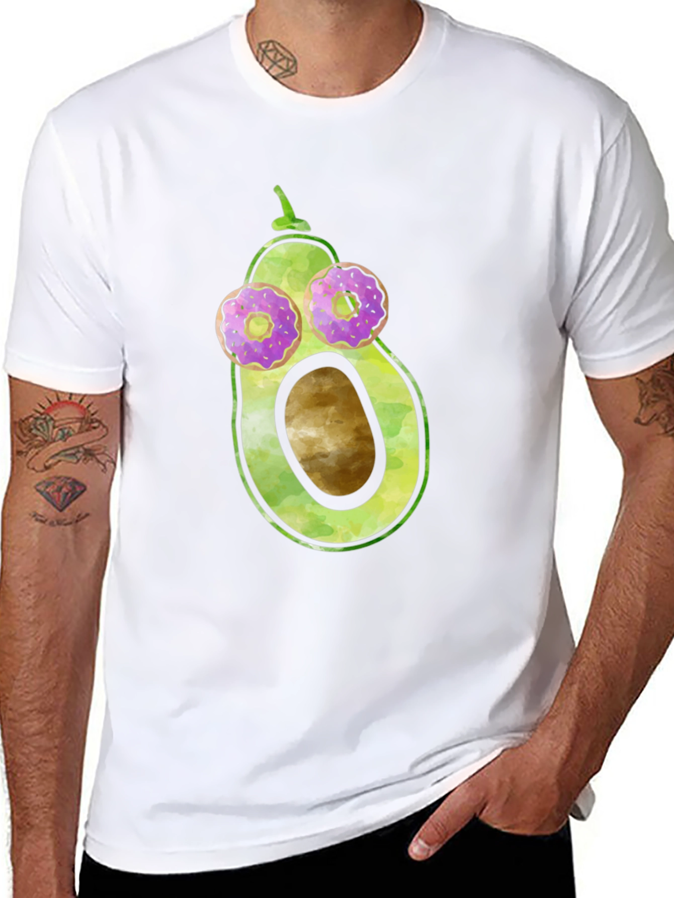 Avocado Donut Eyes Funny Graphic Tee