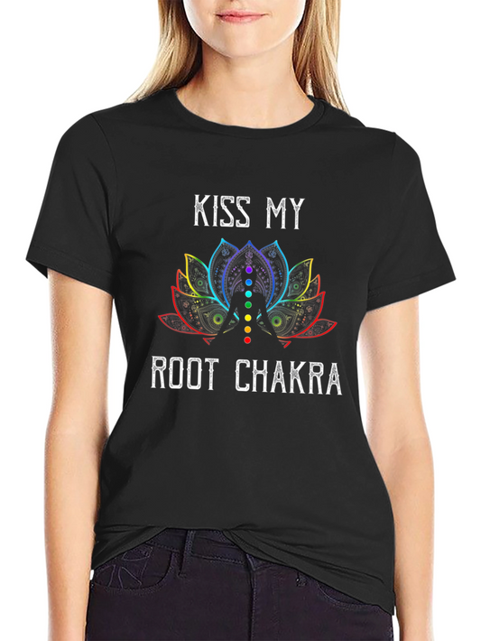 Kiss My Root Chakra T-Shirt - Lotus Flower Design