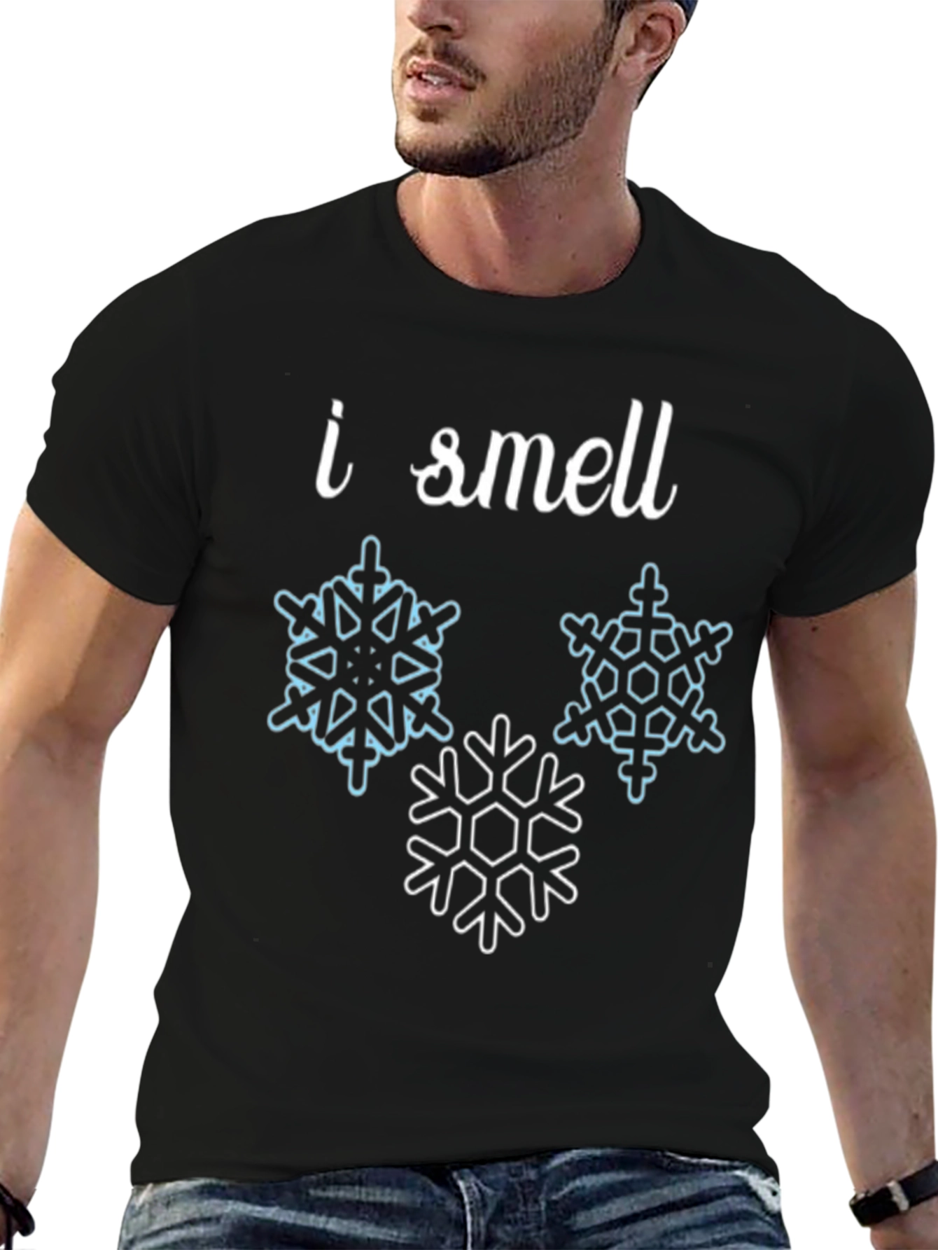 I Smell Snowflakes Black Graphic Tee Shirt
