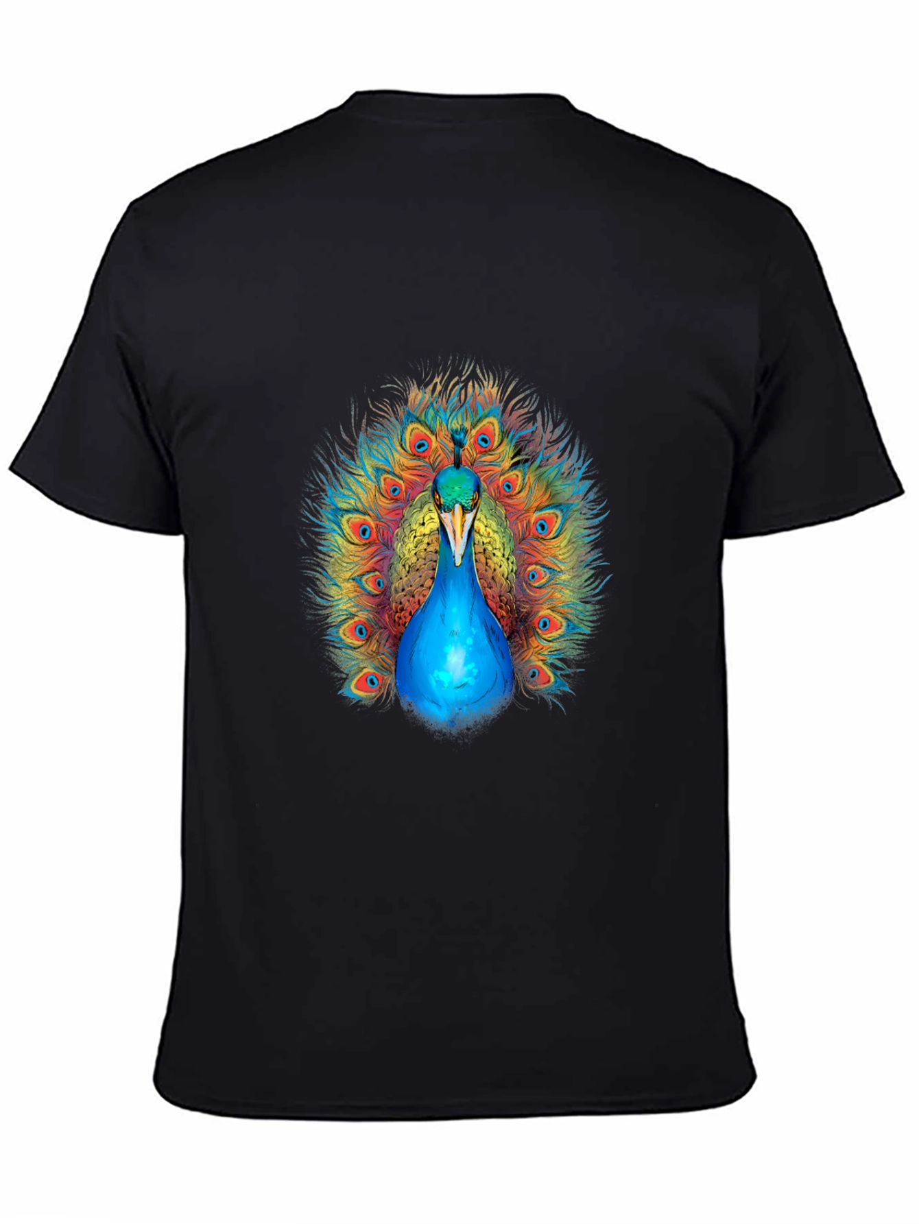 Peacock Graphic Print Black T-Shirt