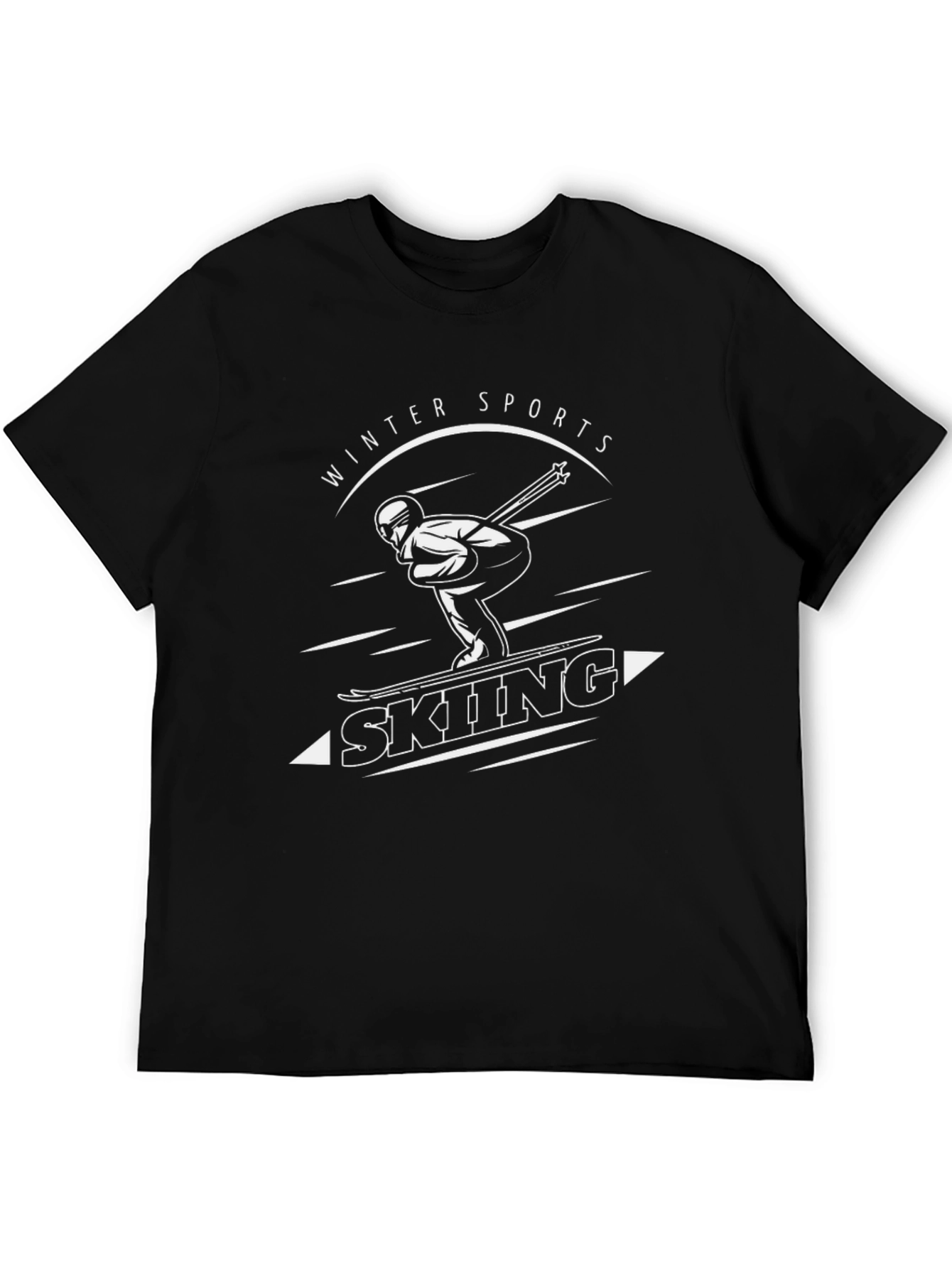 Skiing Winter Sports Graphic Tee - Black