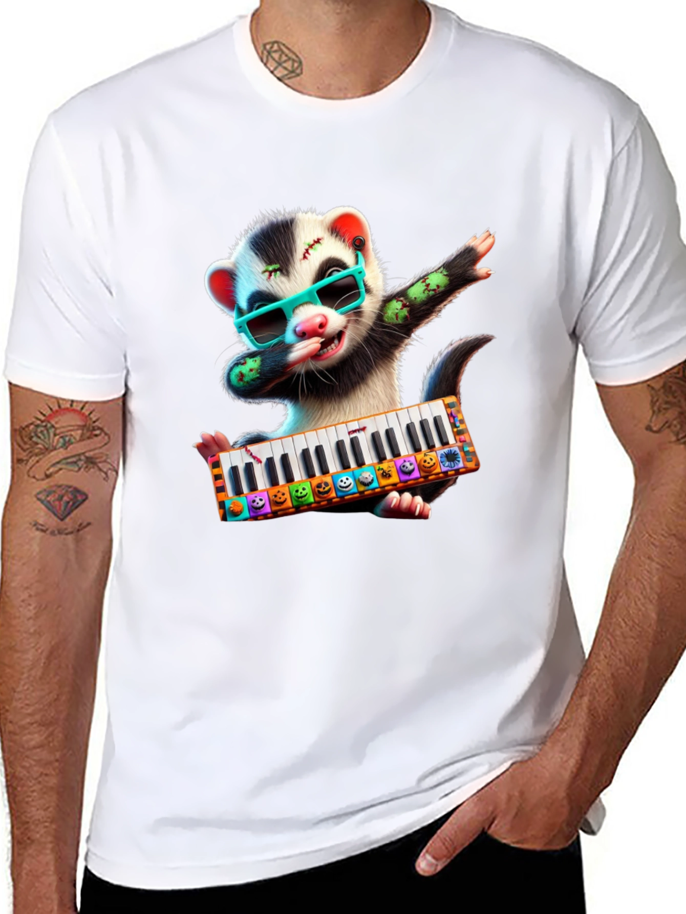 Zombie Ferret Halloween T-Shirt - Music Lover Tee