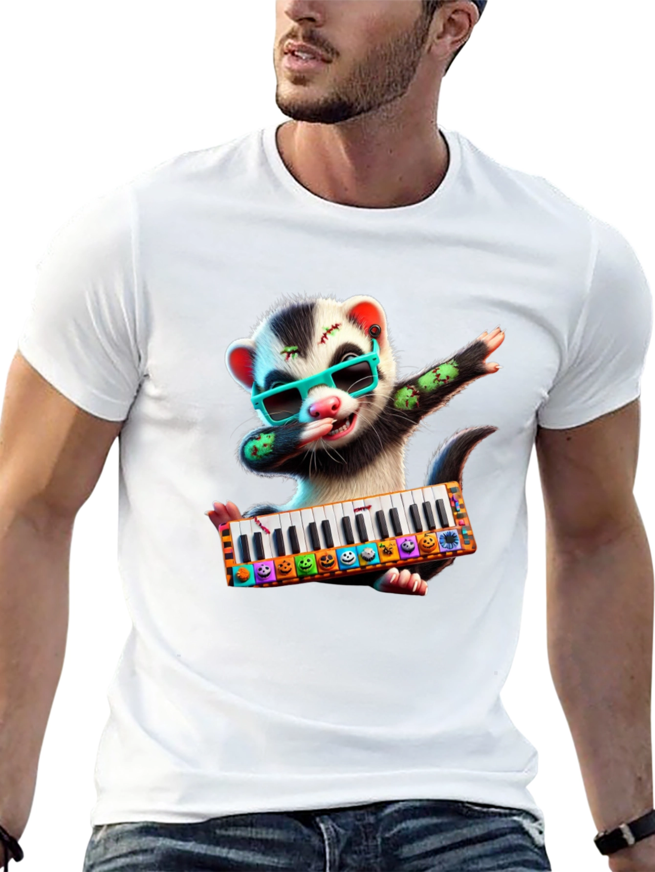 Zombie Ferret Halloween T-Shirt - Music Lover Tee