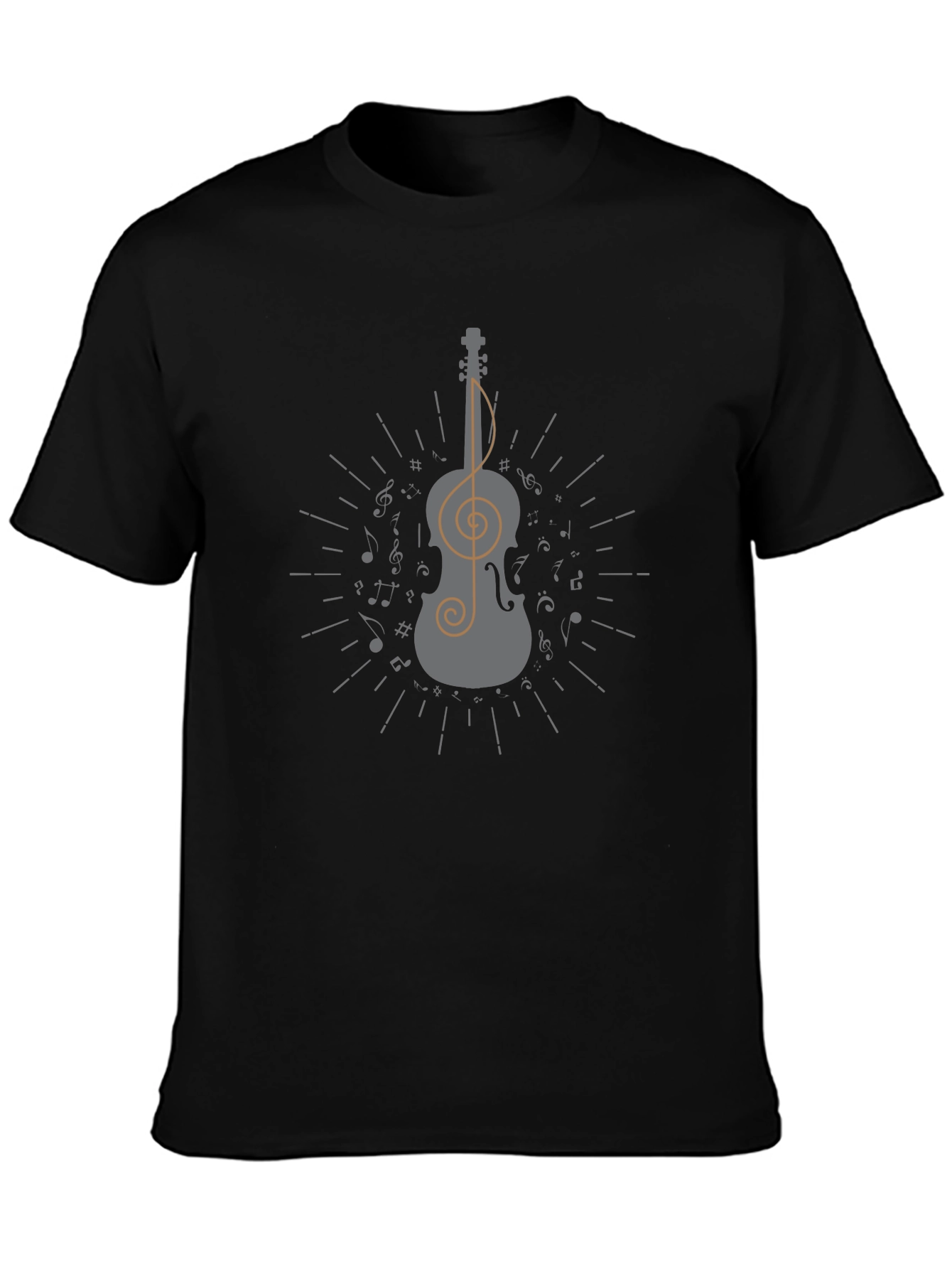 Musical Violin Graphic Tee - Black Cotton T-Shirt