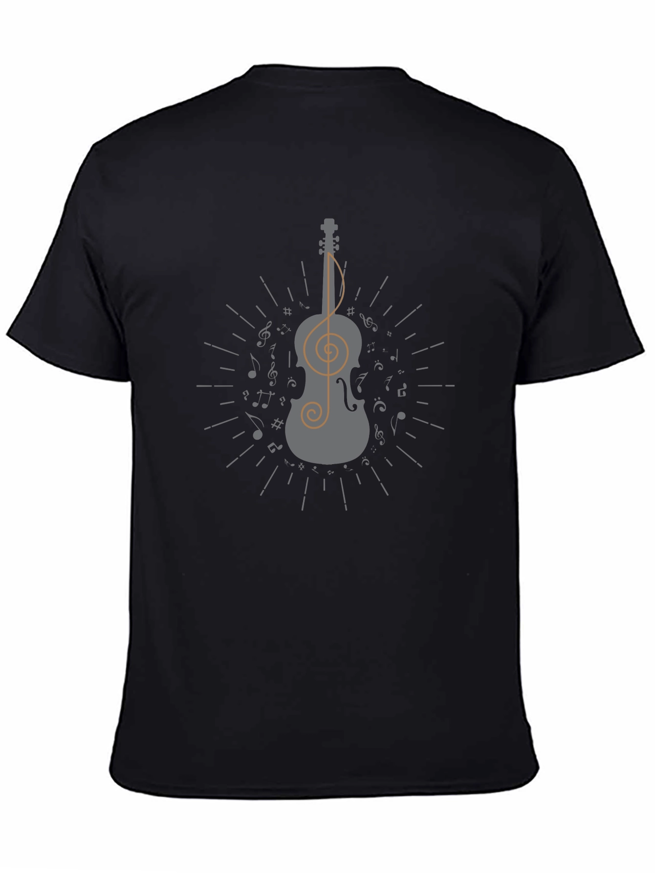 Musical Violin Graphic Tee - Black Cotton T-Shirt