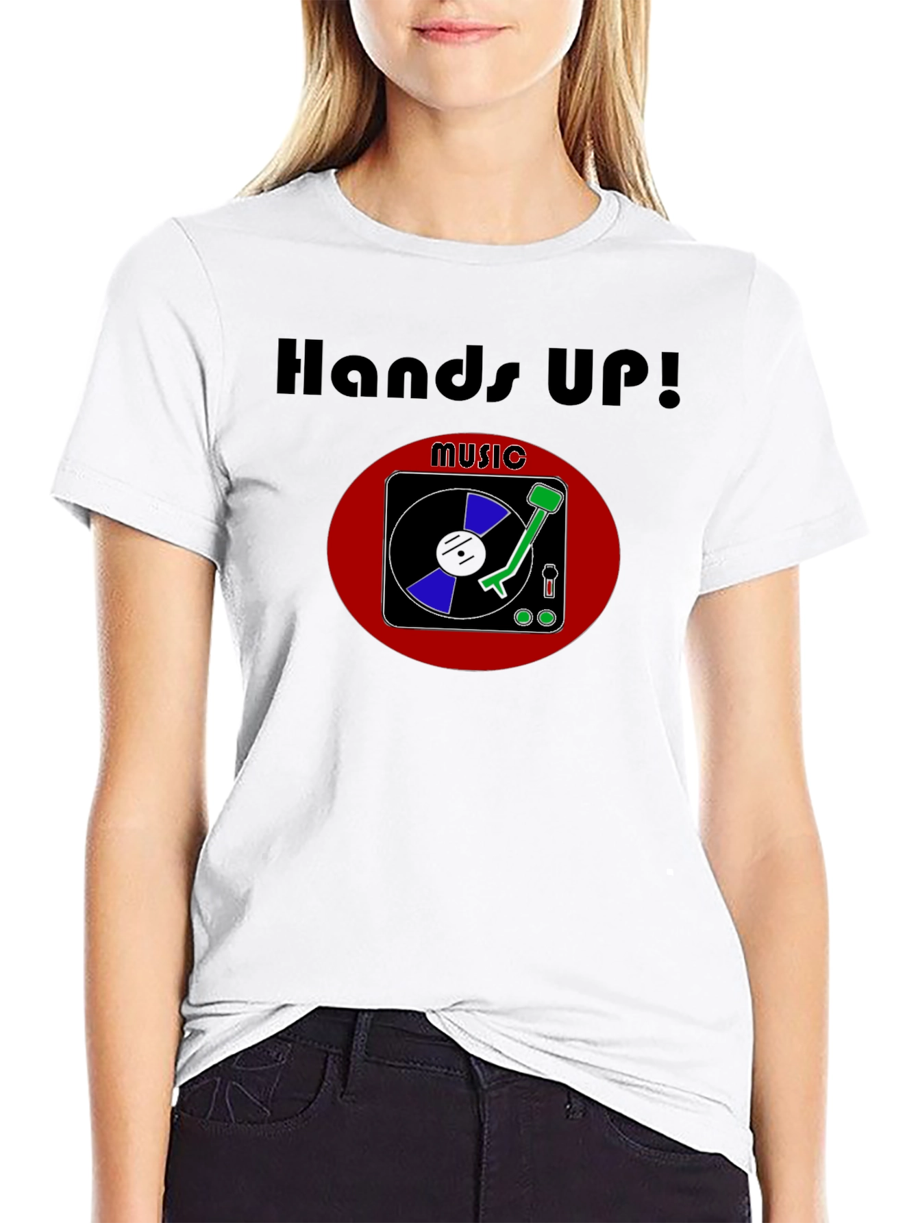 Hands Up! Music T-Shirt - DJ Turntable Graphic Tee