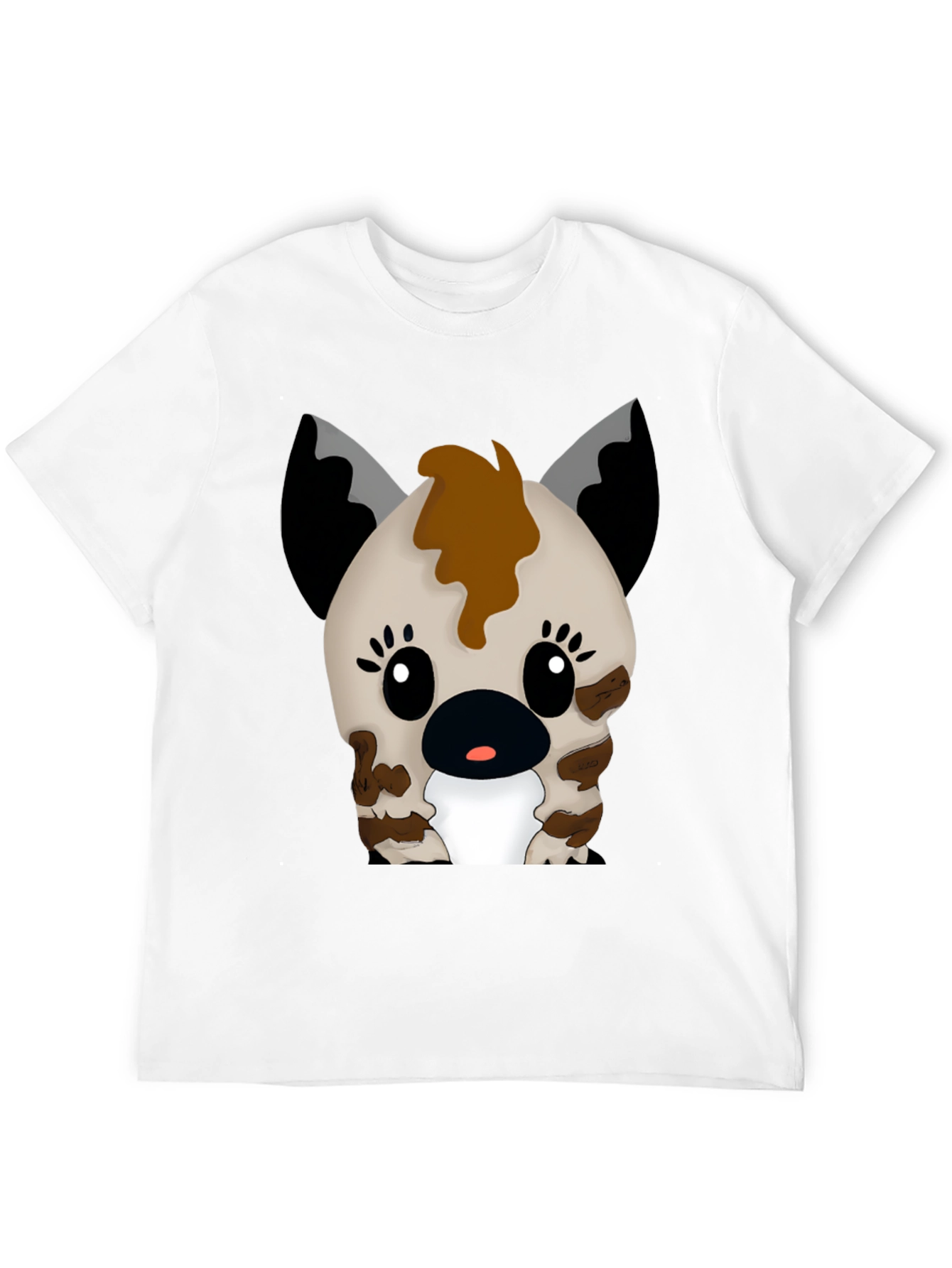 Cute Cartoon Hyena Graphic Black T-Shirt